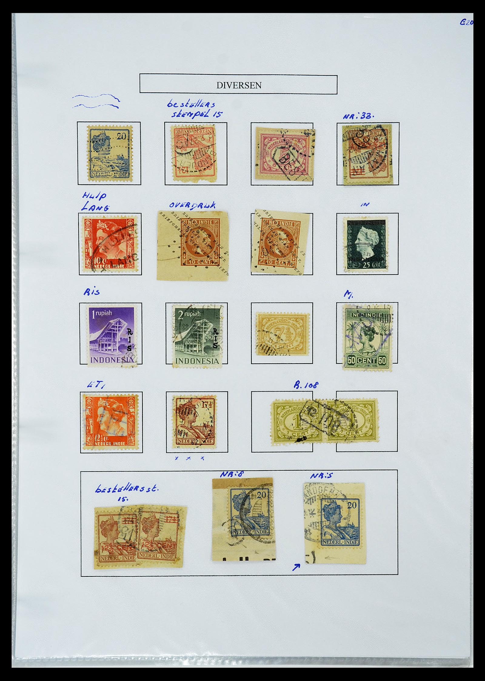 34662 095 - Stamp Collection 34662 Dutch east Indies cancels 1873-1948.