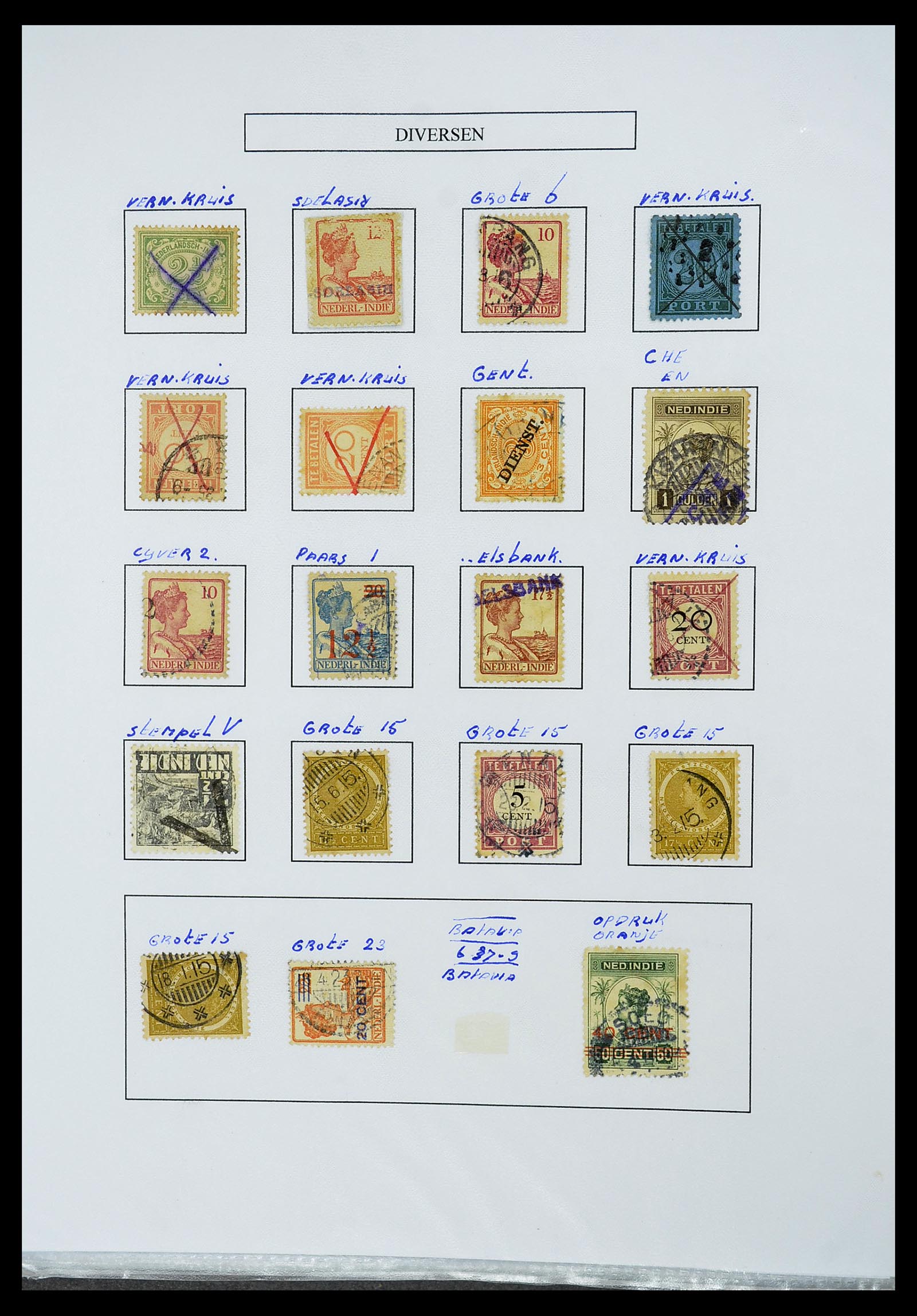 34662 096 - Stamp Collection 34662 Dutch east Indies cancels 1873-1948.