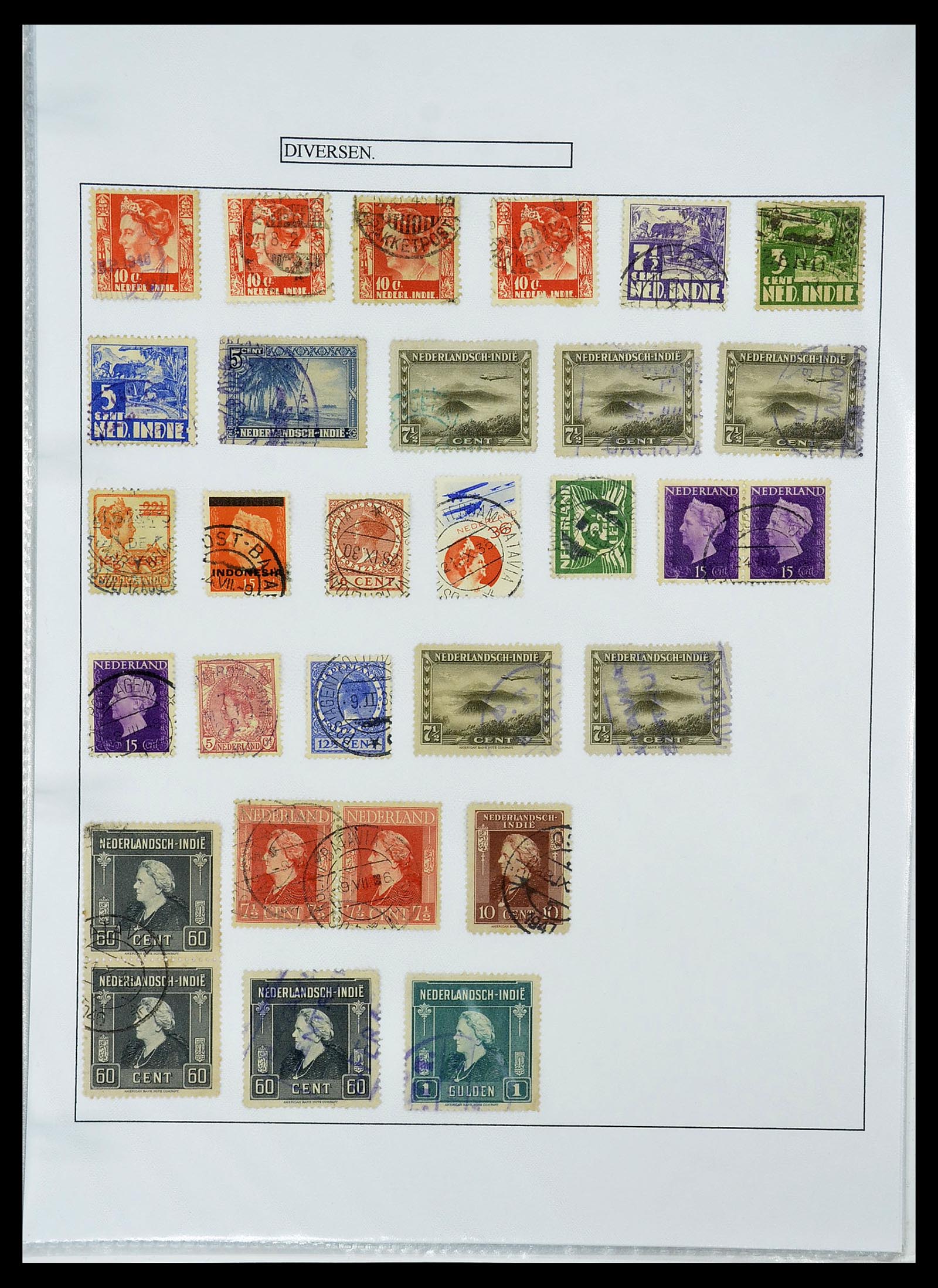 34662 098 - Stamp Collection 34662 Dutch east Indies cancels 1873-1948.