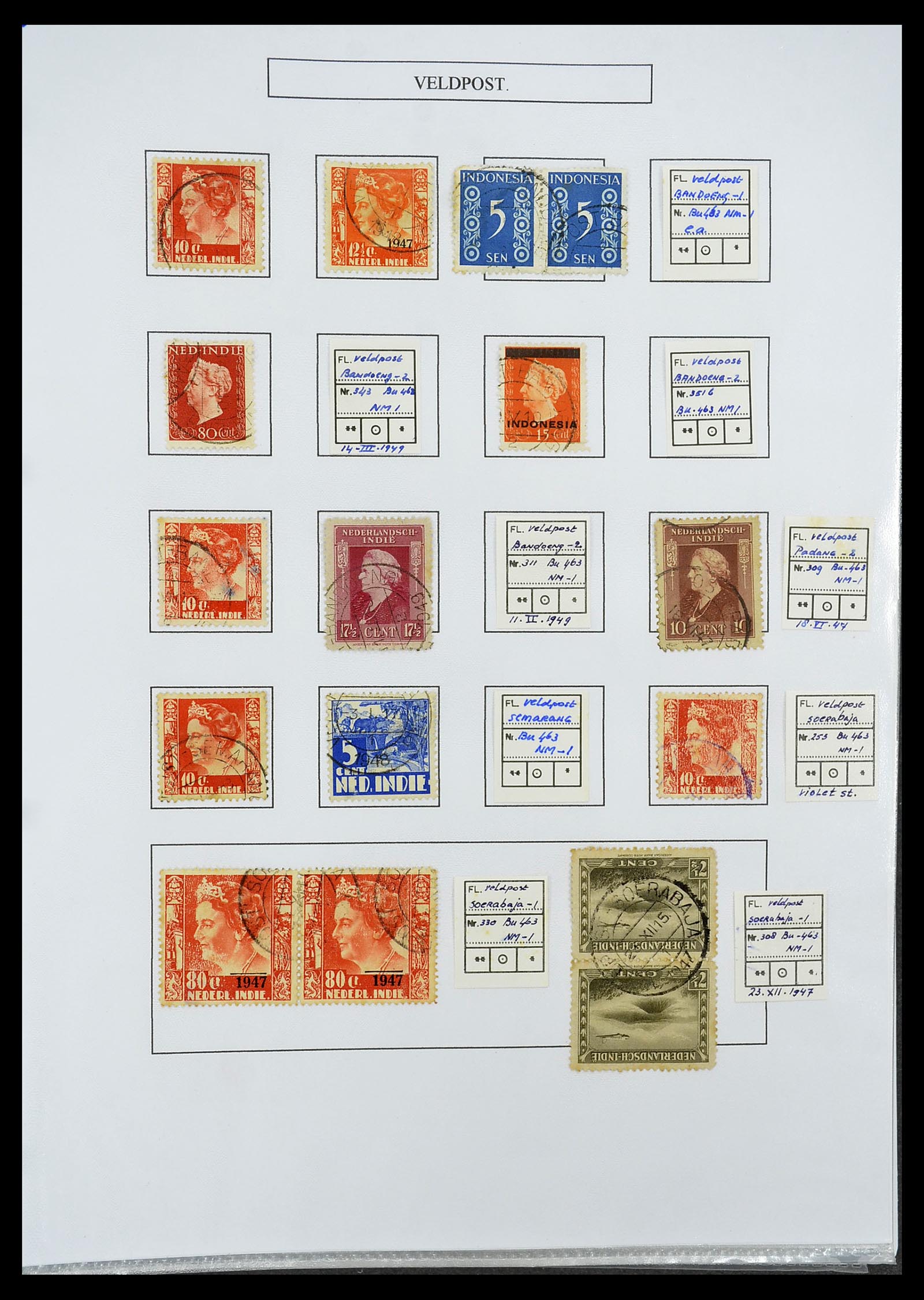34662 111 - Stamp Collection 34662 Dutch east Indies cancels 1873-1948.