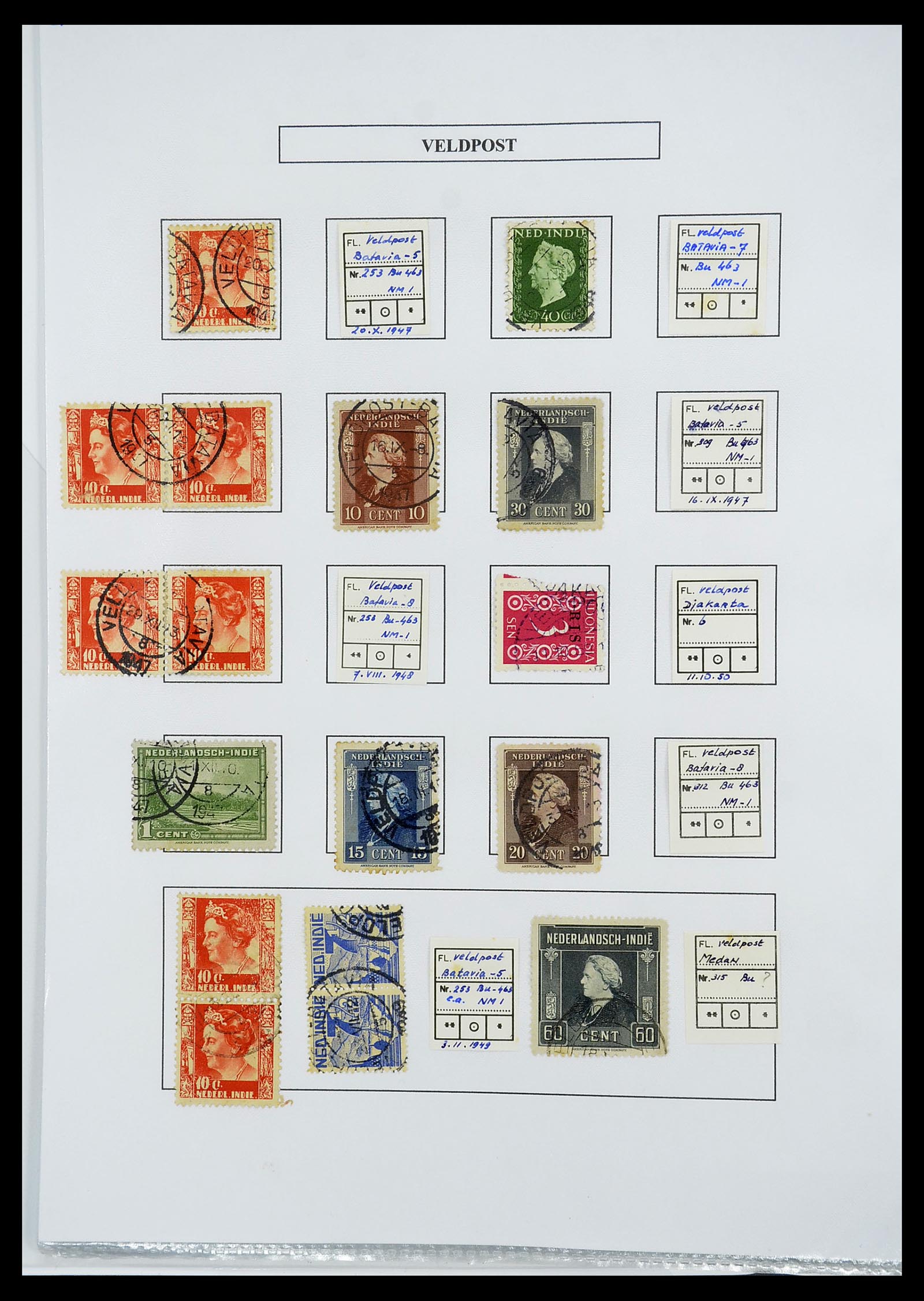 34662 112 - Stamp Collection 34662 Dutch east Indies cancels 1873-1948.