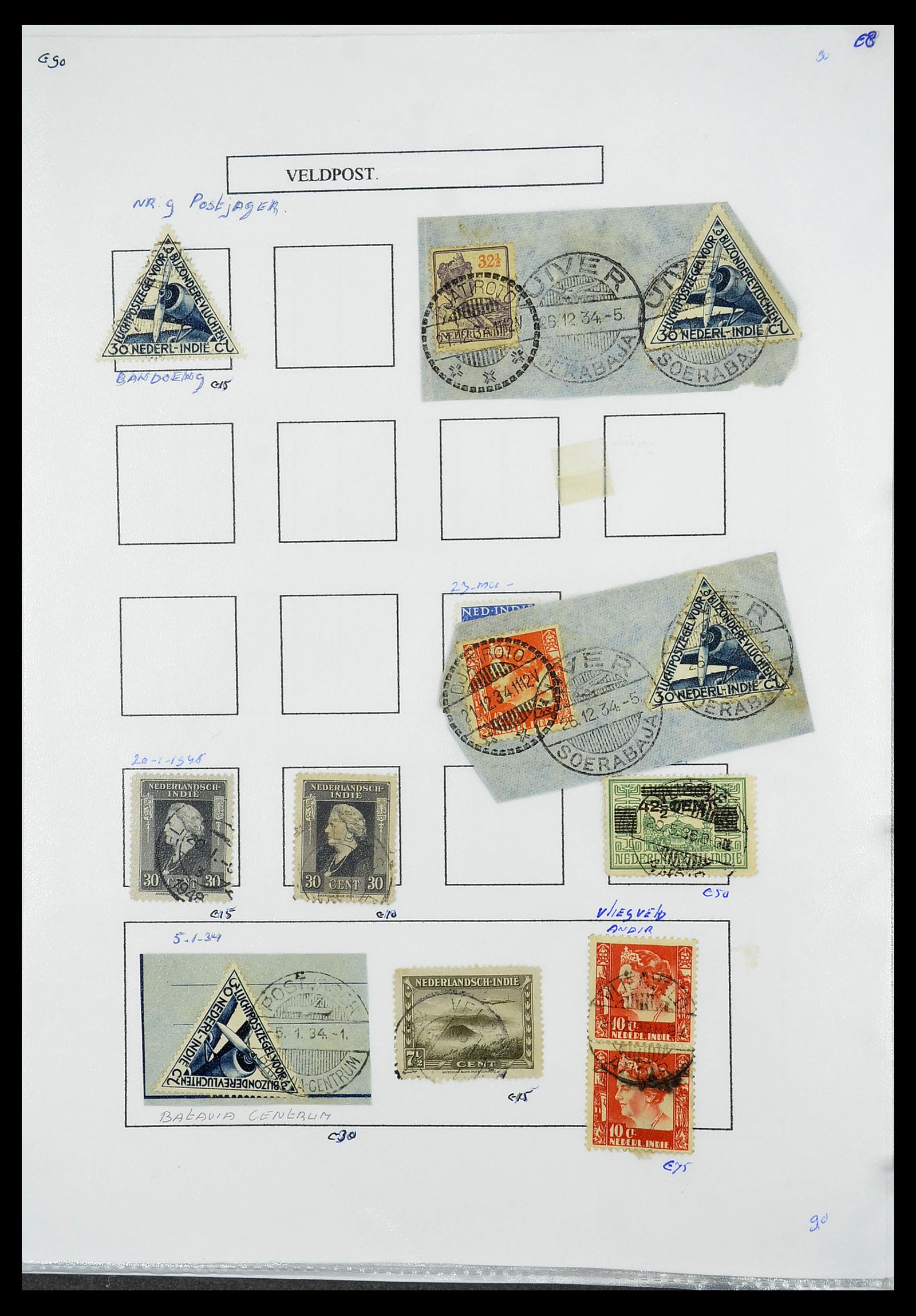 34662 116 - Stamp Collection 34662 Dutch east Indies cancels 1873-1948.