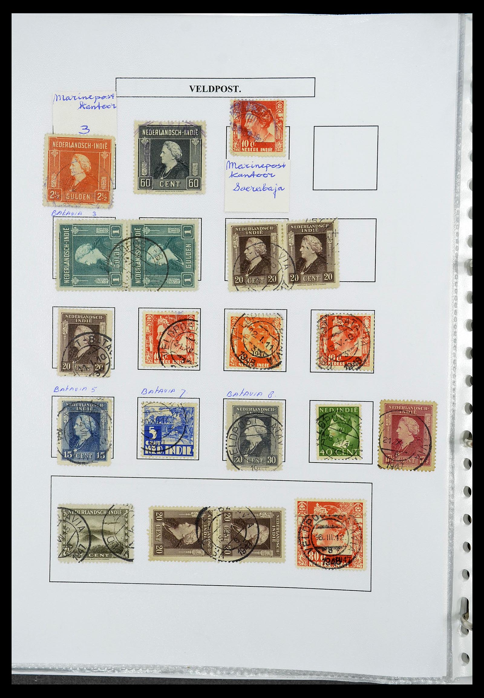 34662 120 - Stamp Collection 34662 Dutch east Indies cancels 1873-1948.