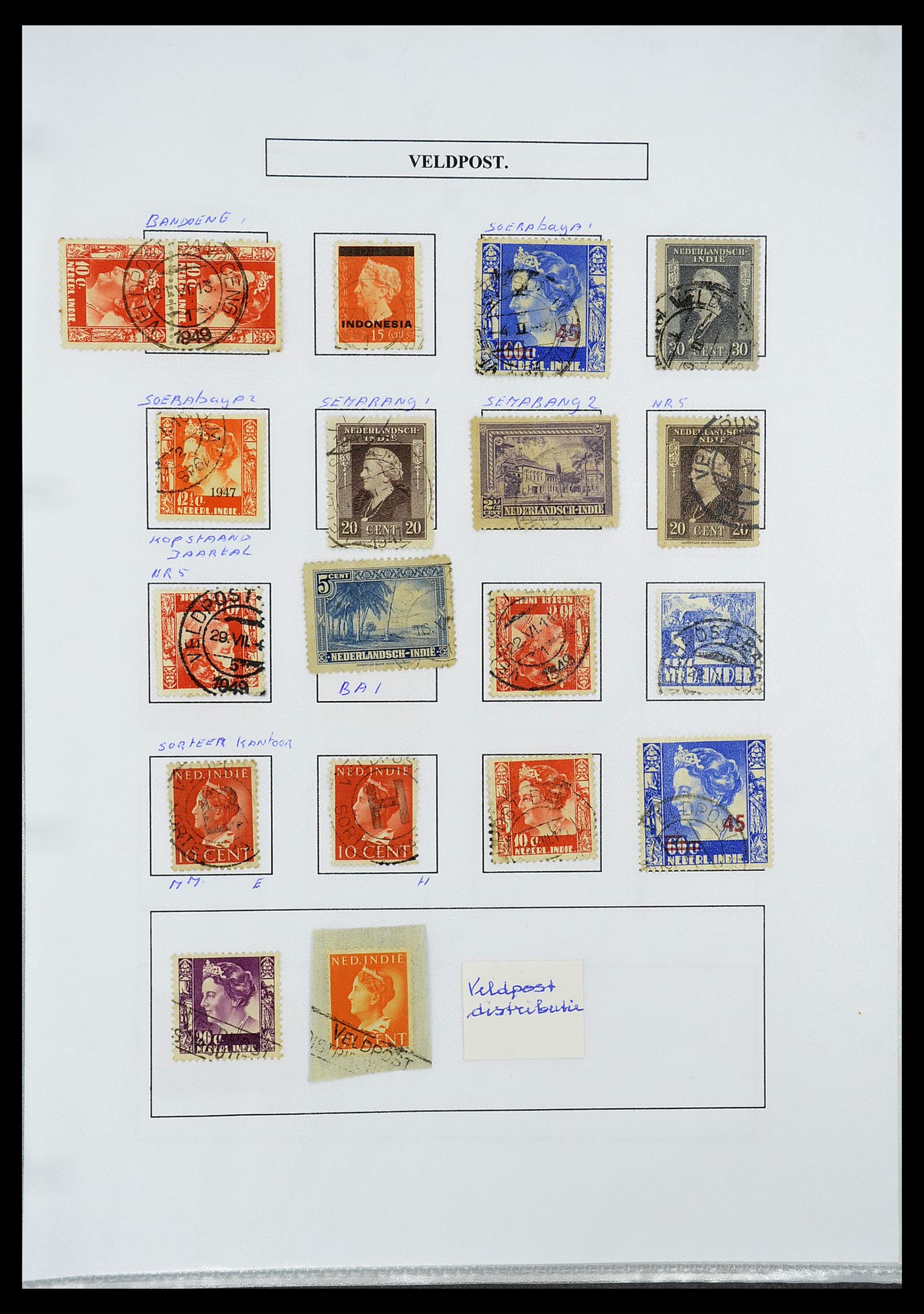 34662 121 - Stamp Collection 34662 Dutch east Indies cancels 1873-1948.