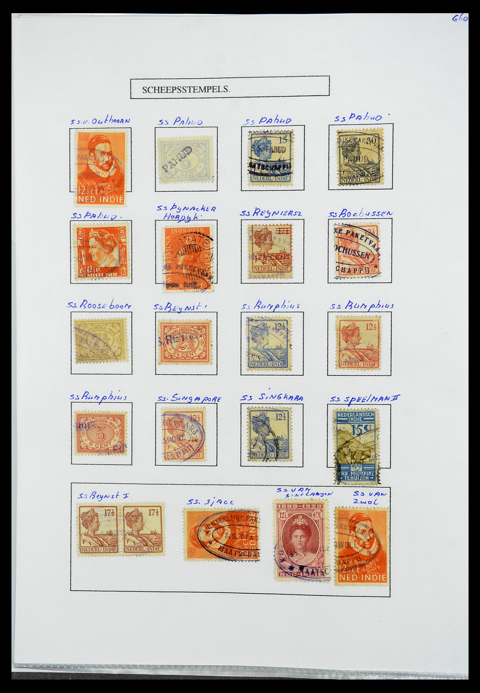 34662 132 - Stamp Collection 34662 Dutch east Indies cancels 1873-1948.