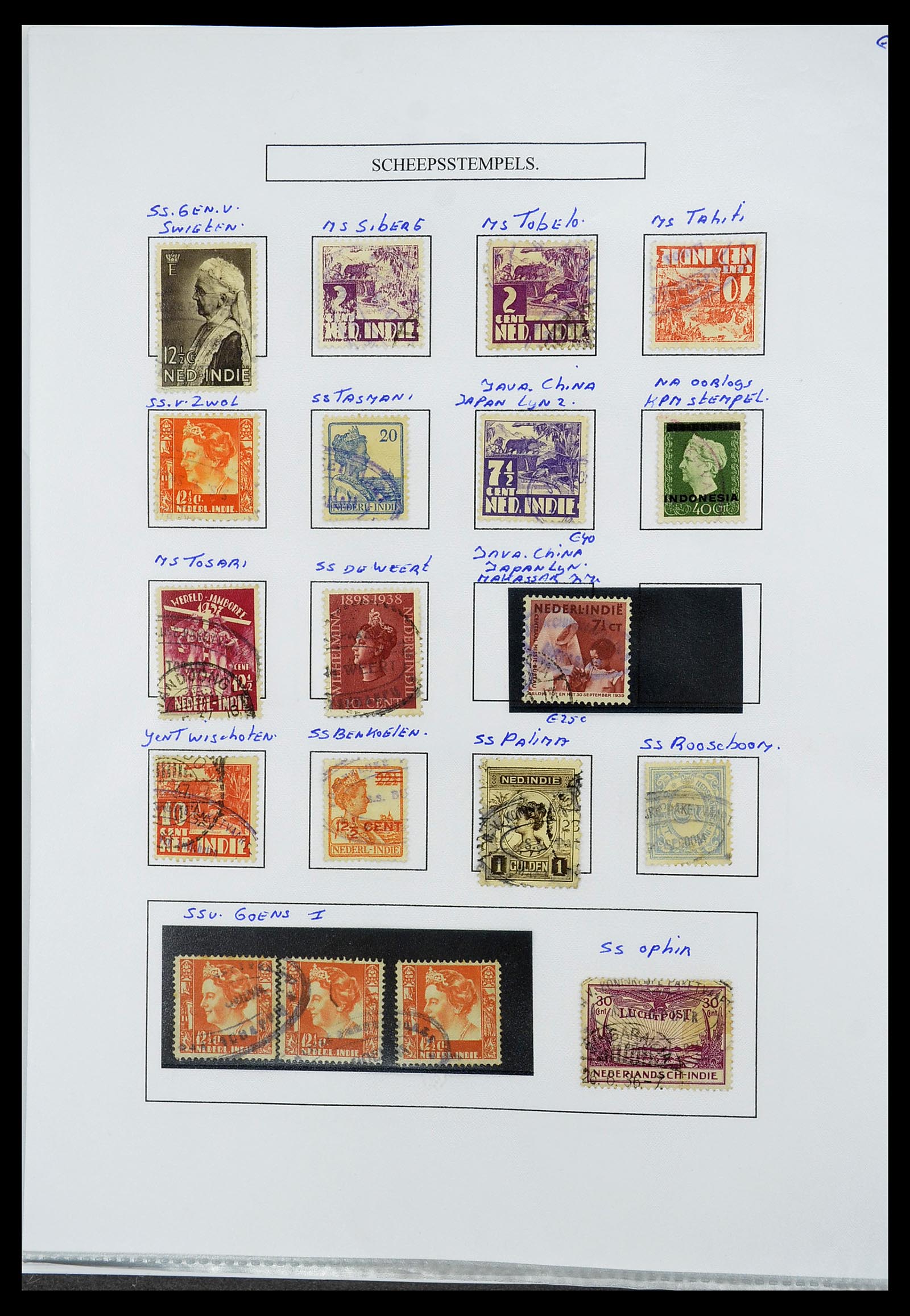 34662 134 - Stamp Collection 34662 Dutch east Indies cancels 1873-1948.