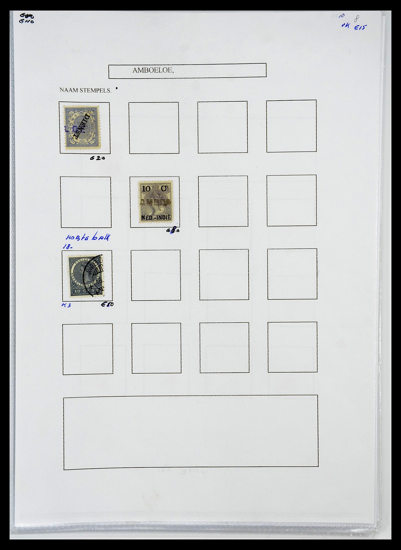 34663 004 - Postzegelverzameling 34663 Nederlands Indië naamstempels.
