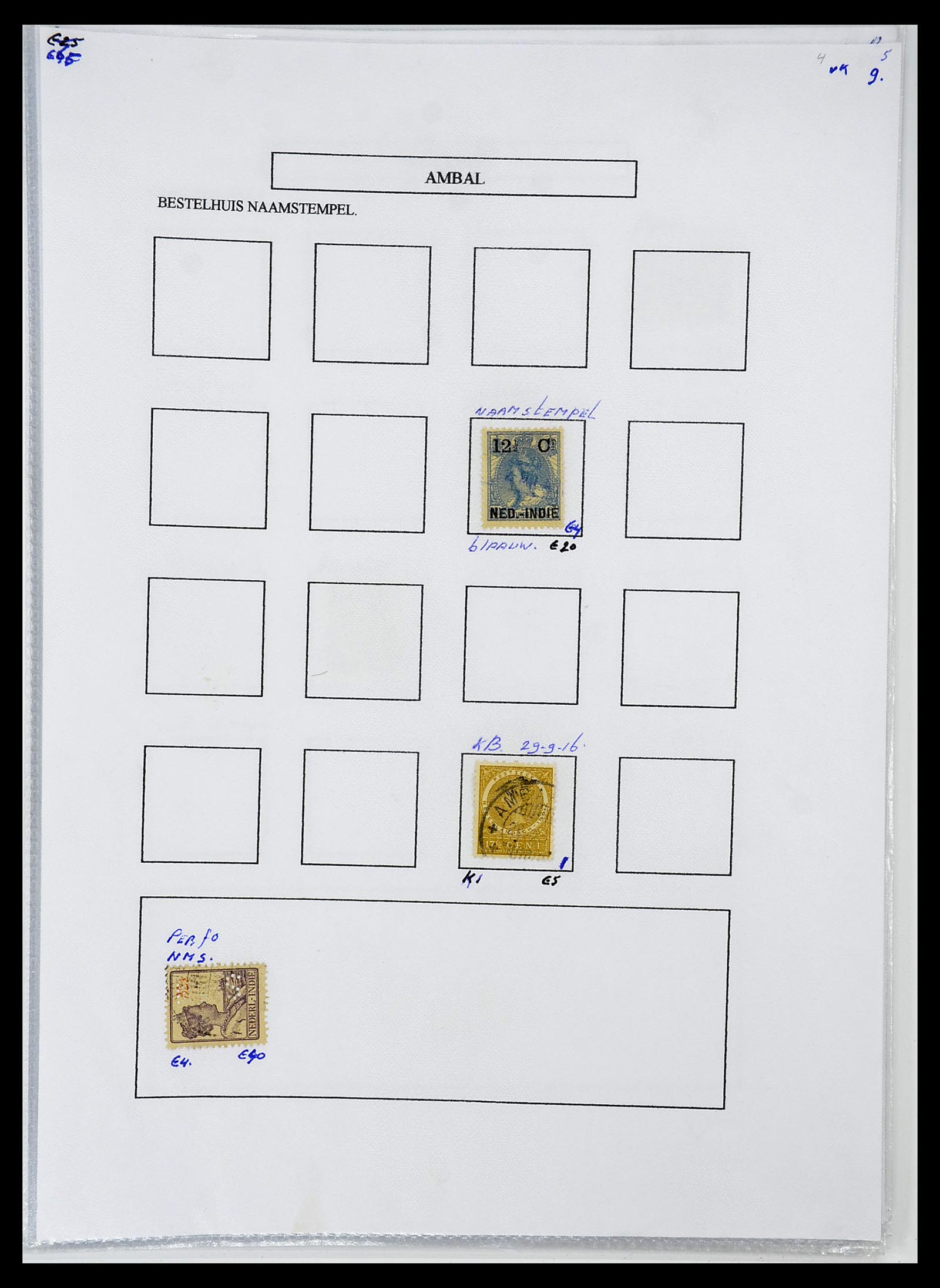 34663 005 - Postzegelverzameling 34663 Nederlands Indië naamstempels.