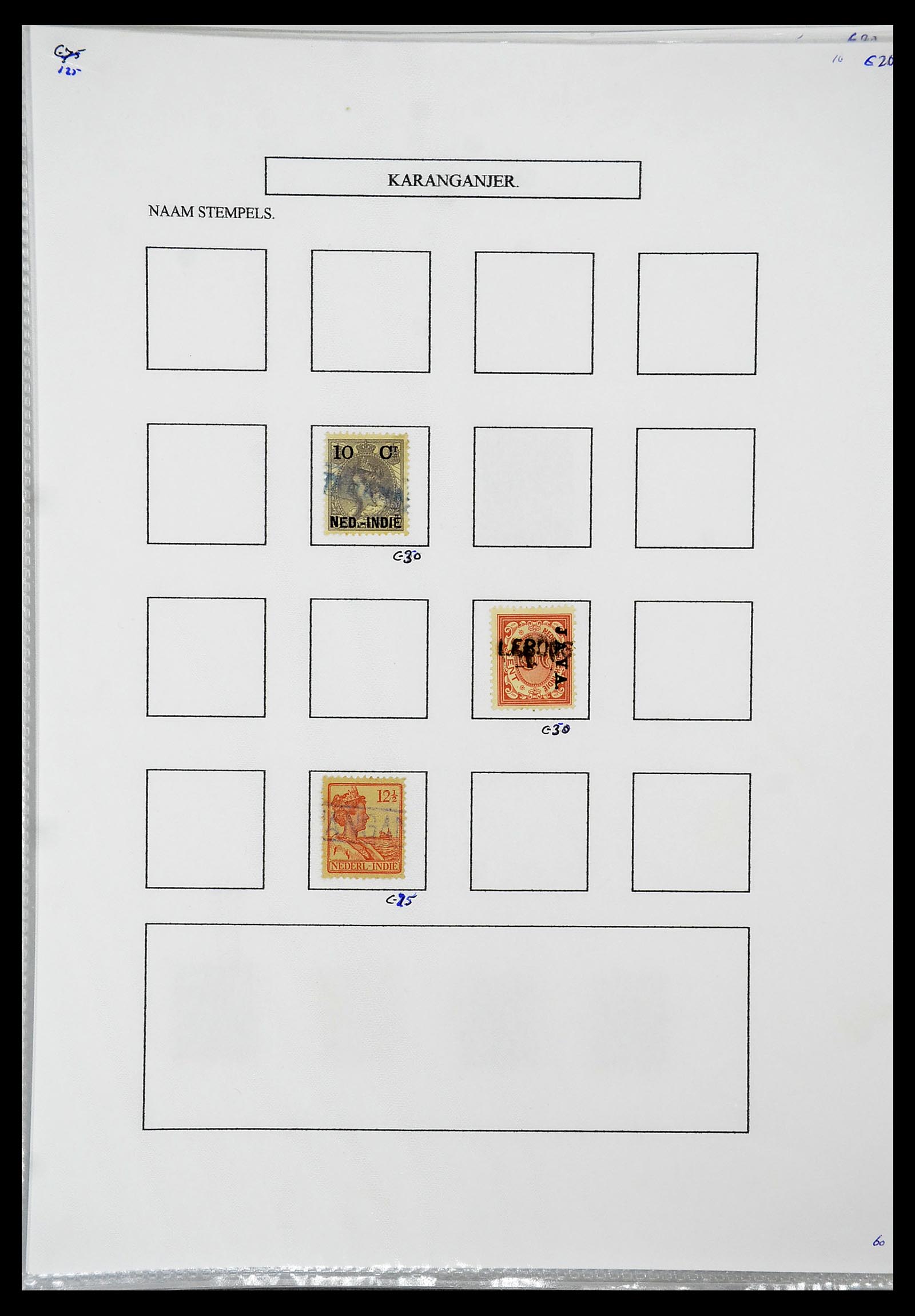 34663 030 - Postzegelverzameling 34663 Nederlands Indië naamstempels.