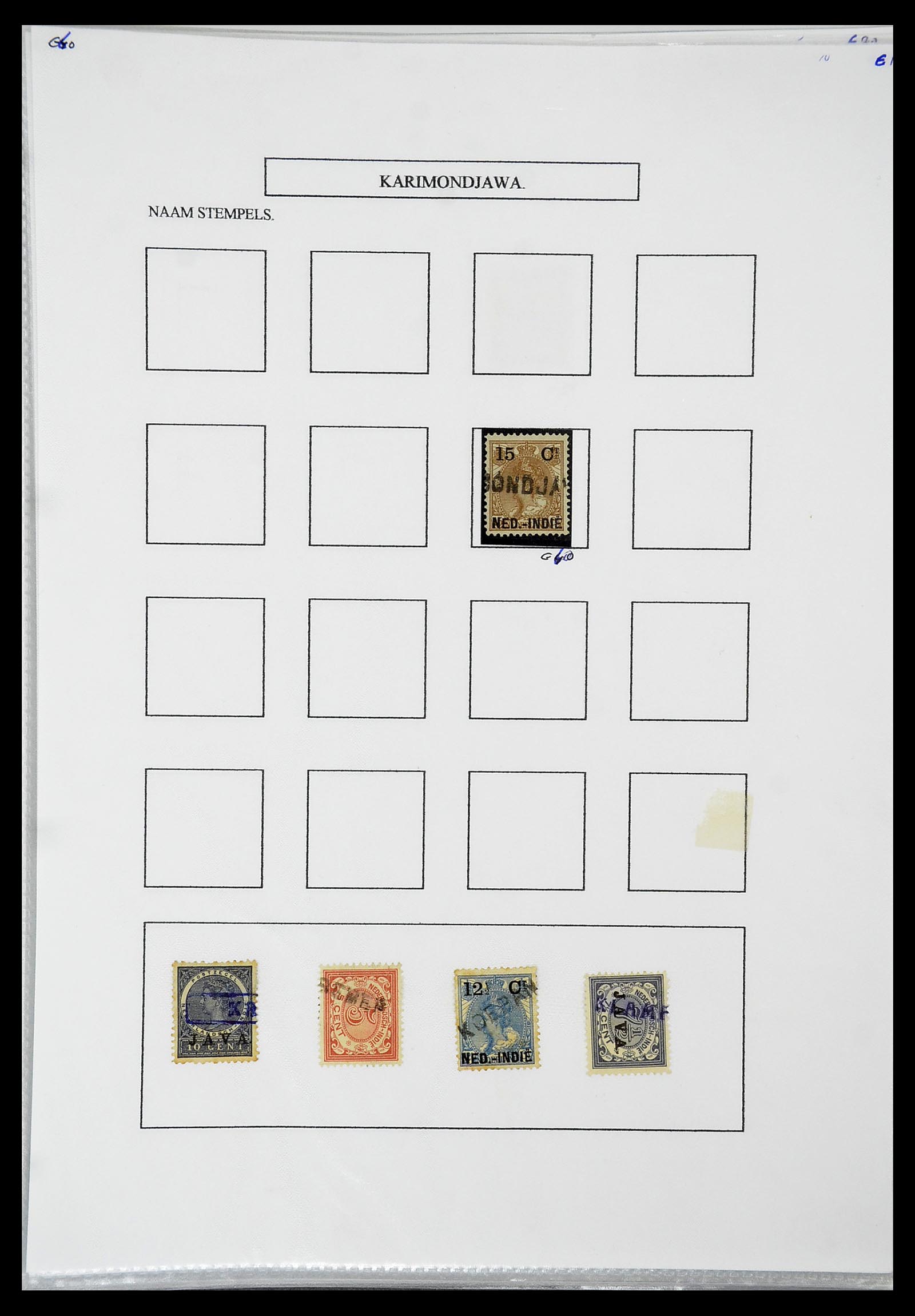 34663 031 - Postzegelverzameling 34663 Nederlands Indië naamstempels.