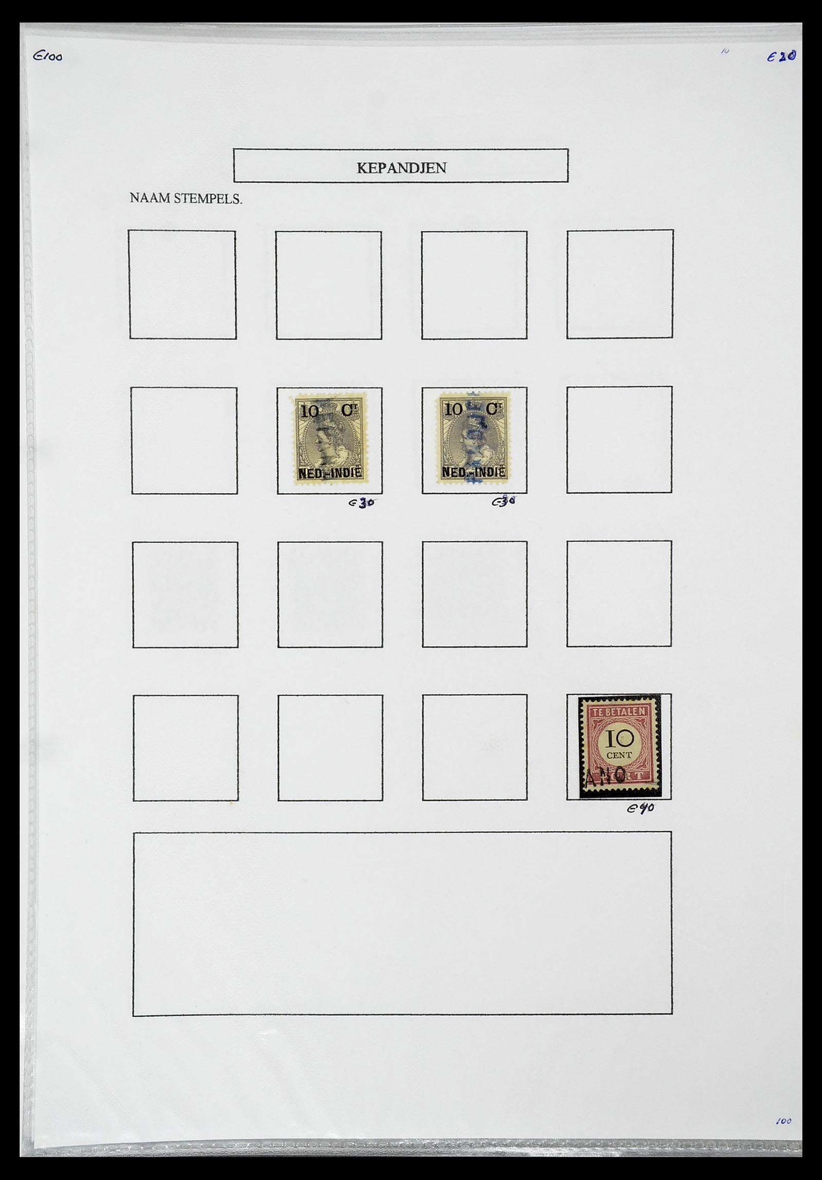 34663 037 - Postzegelverzameling 34663 Nederlands Indië naamstempels.