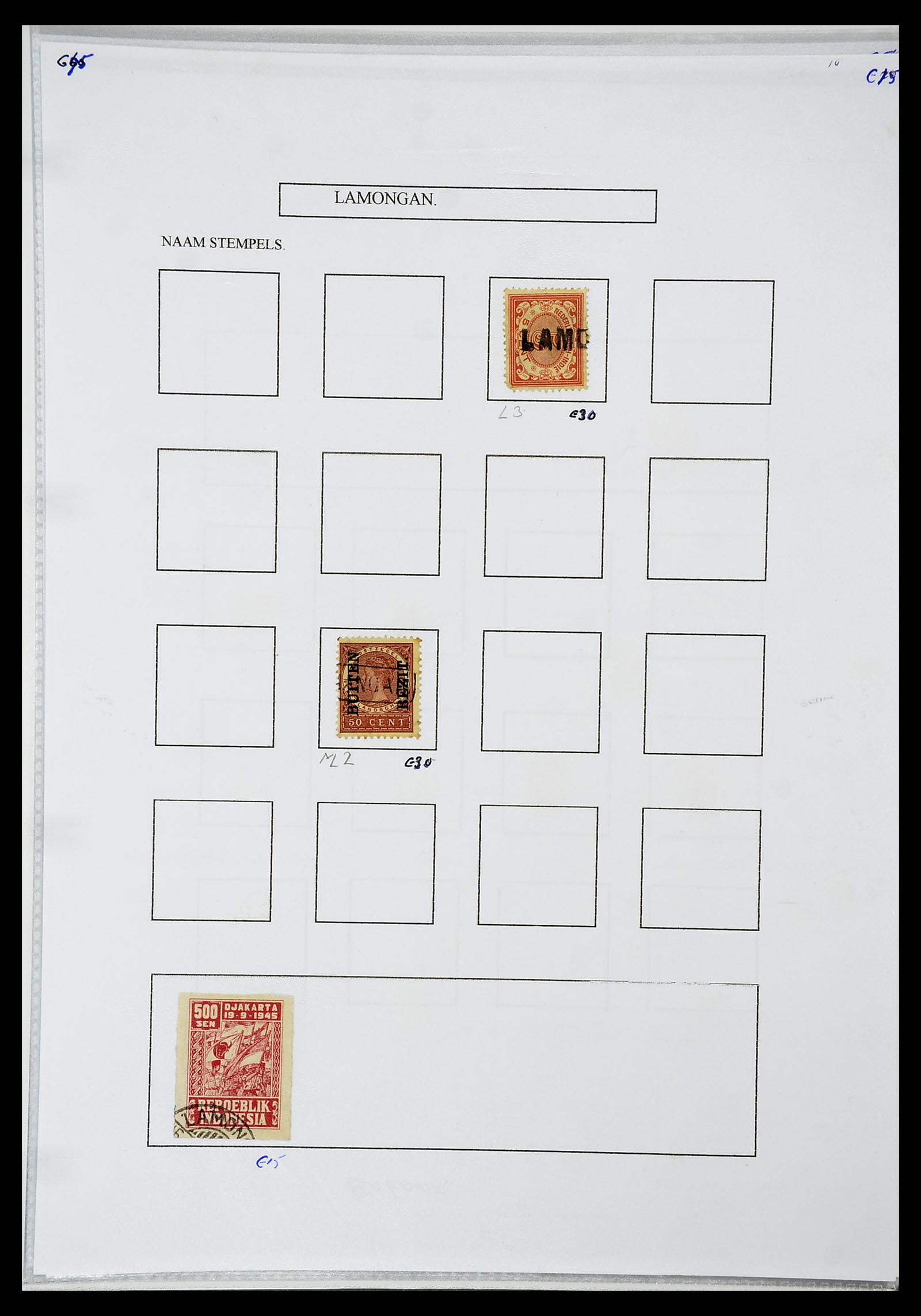 34663 049 - Postzegelverzameling 34663 Nederlands Indië naamstempels.