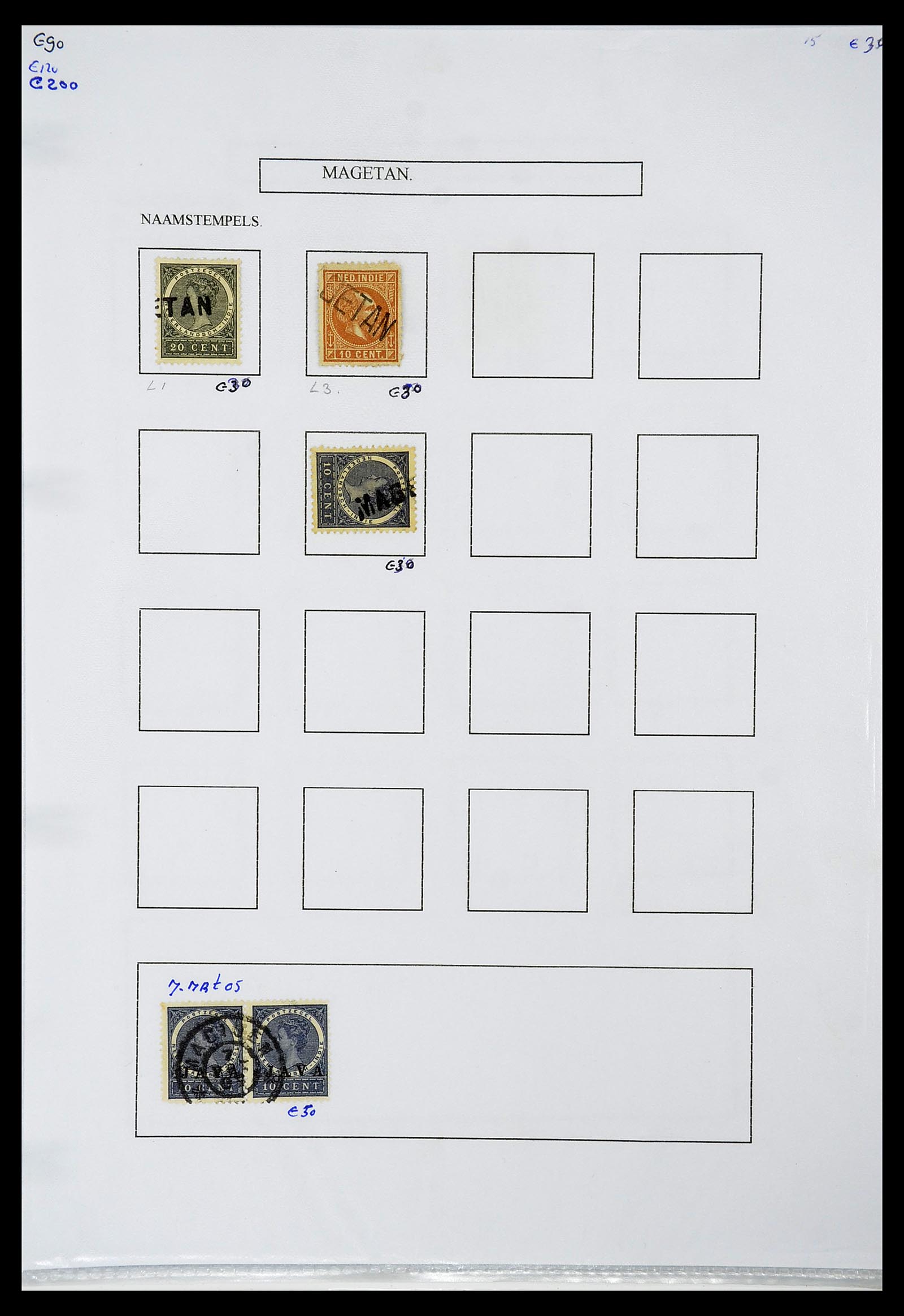 34663 057 - Postzegelverzameling 34663 Nederlands Indië naamstempels.
