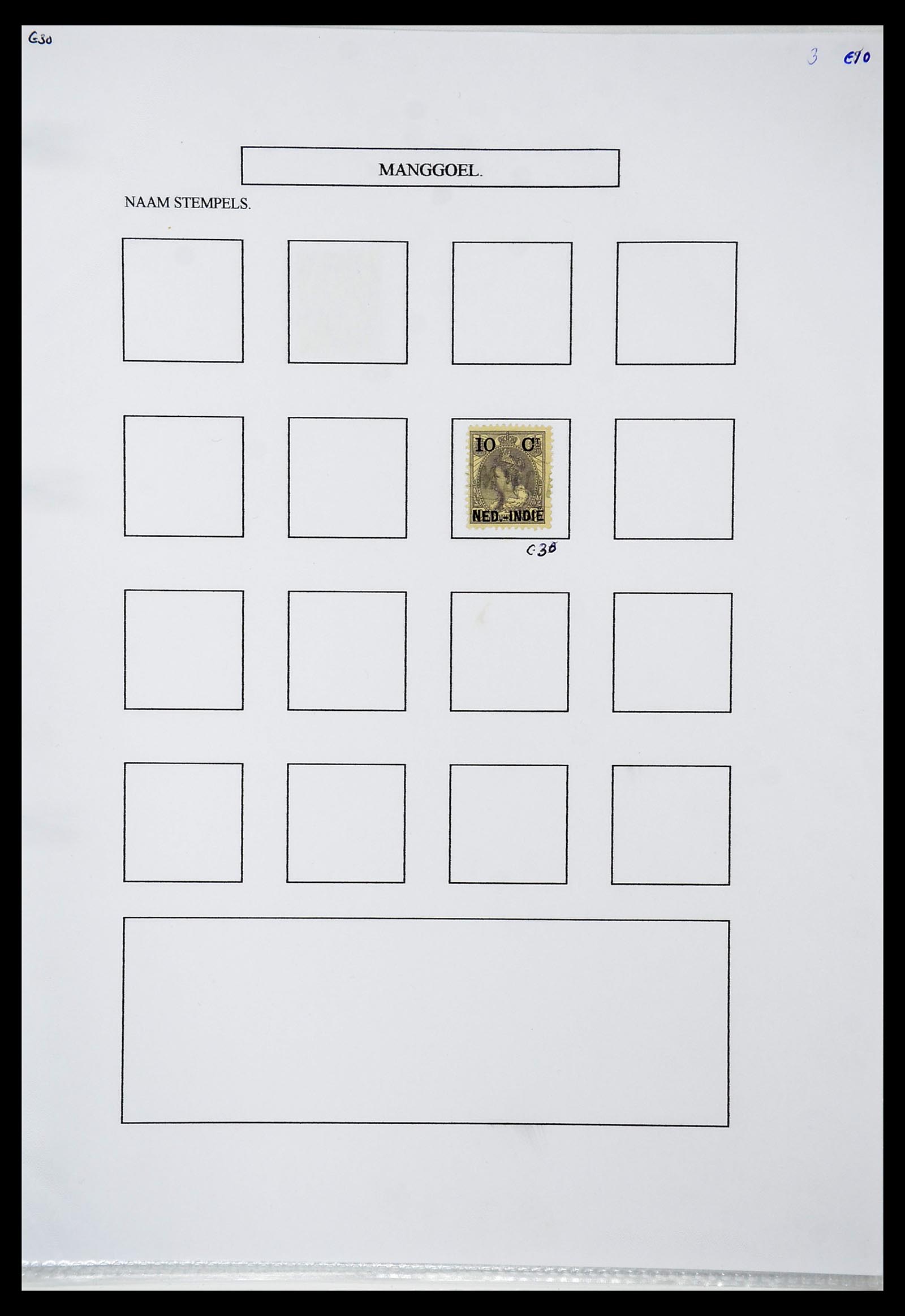 34663 059 - Postzegelverzameling 34663 Nederlands Indië naamstempels.
