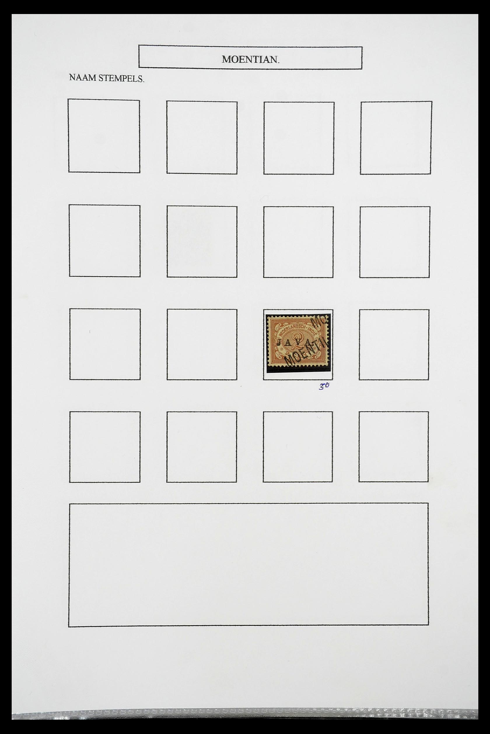 34663 068 - Postzegelverzameling 34663 Nederlands Indië naamstempels.