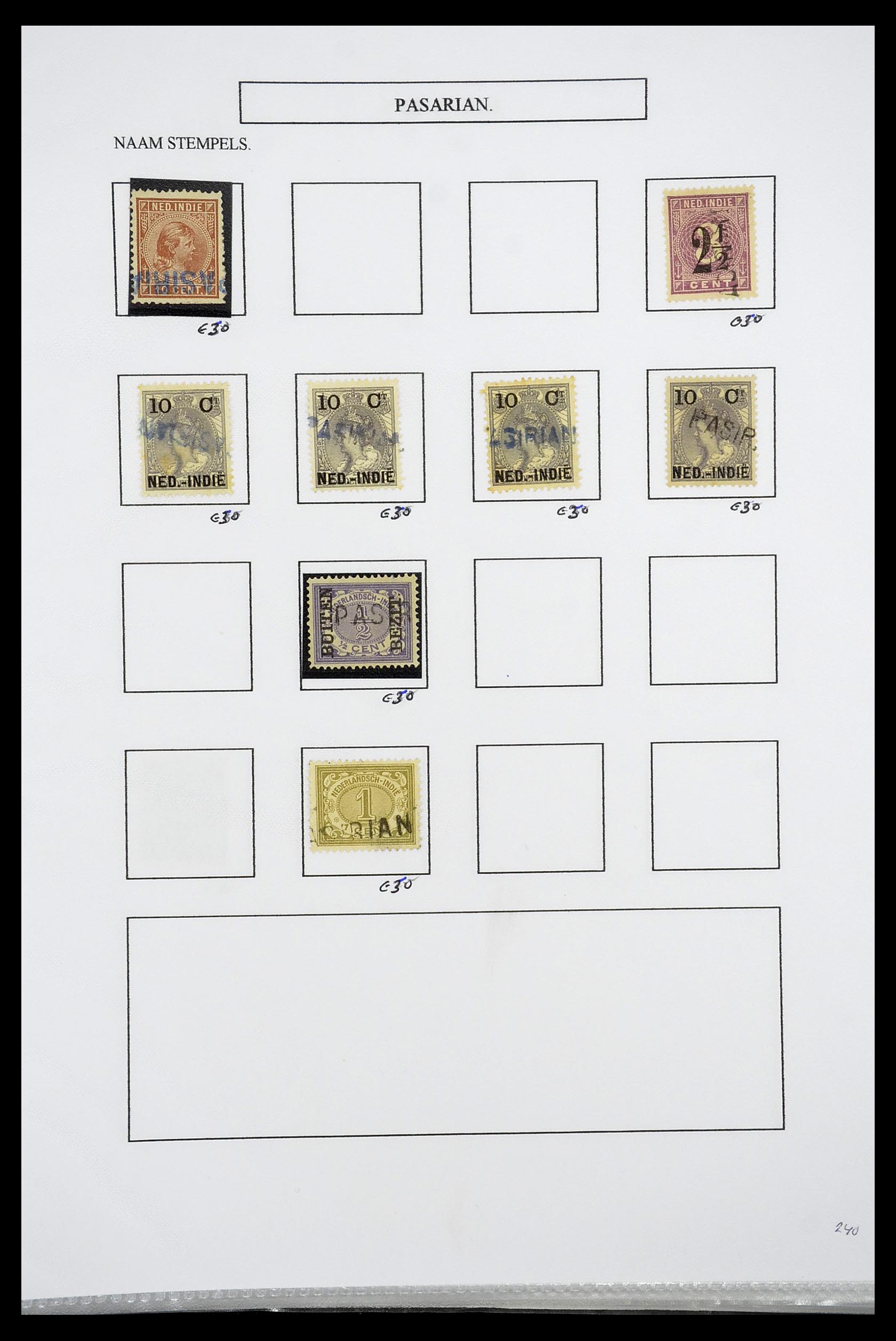 34663 076 - Postzegelverzameling 34663 Nederlands Indië naamstempels.