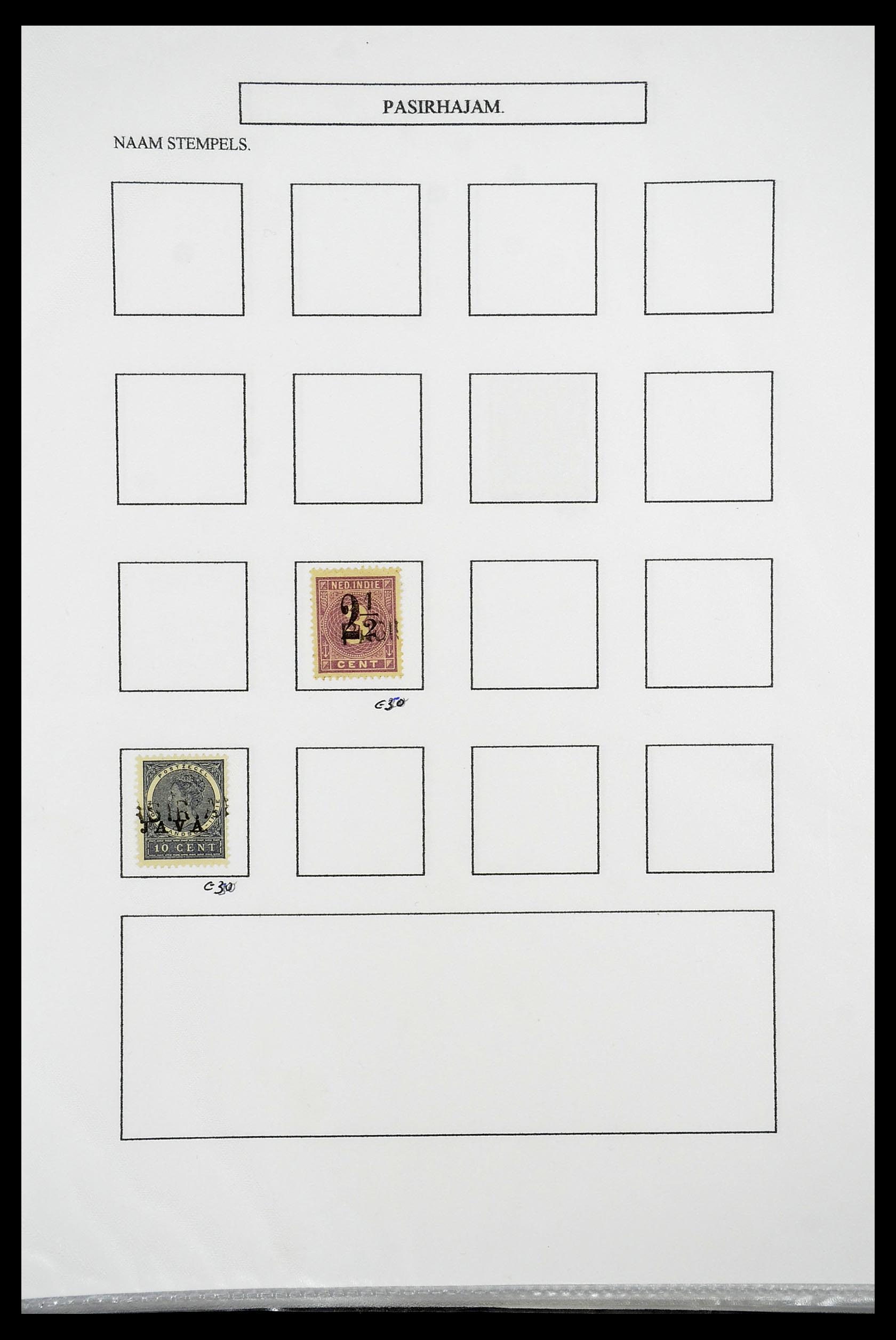 34663 077 - Postzegelverzameling 34663 Nederlands Indië naamstempels.