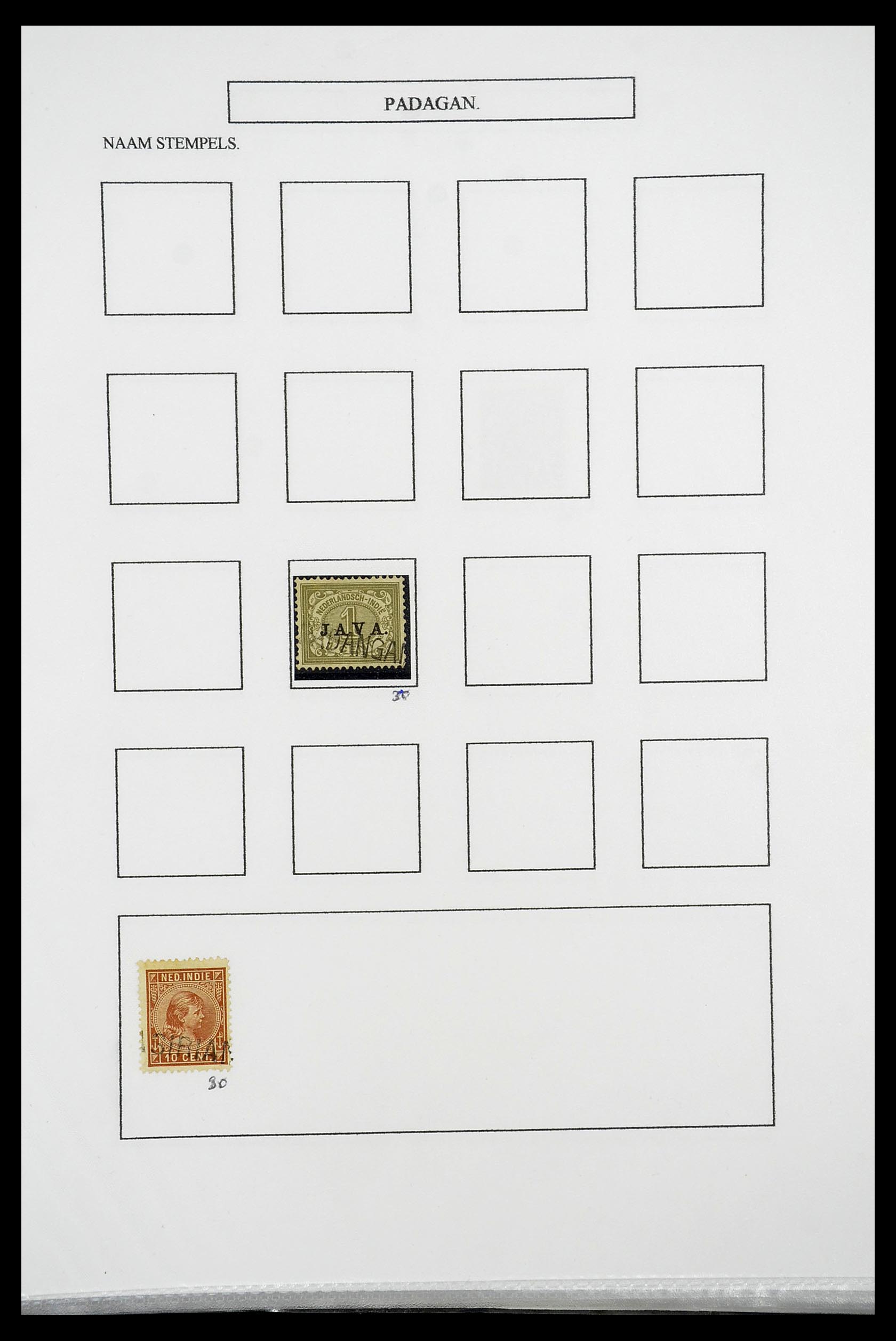 34663 079 - Postzegelverzameling 34663 Nederlands Indië naamstempels.