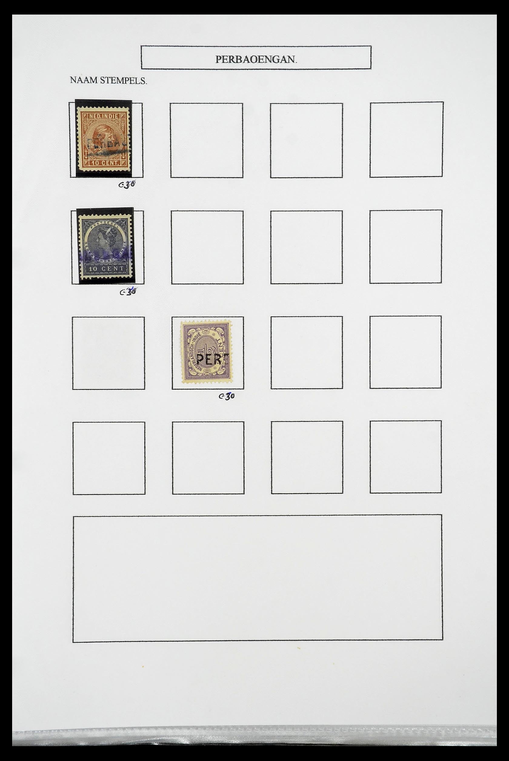34663 085 - Postzegelverzameling 34663 Nederlands Indië naamstempels.