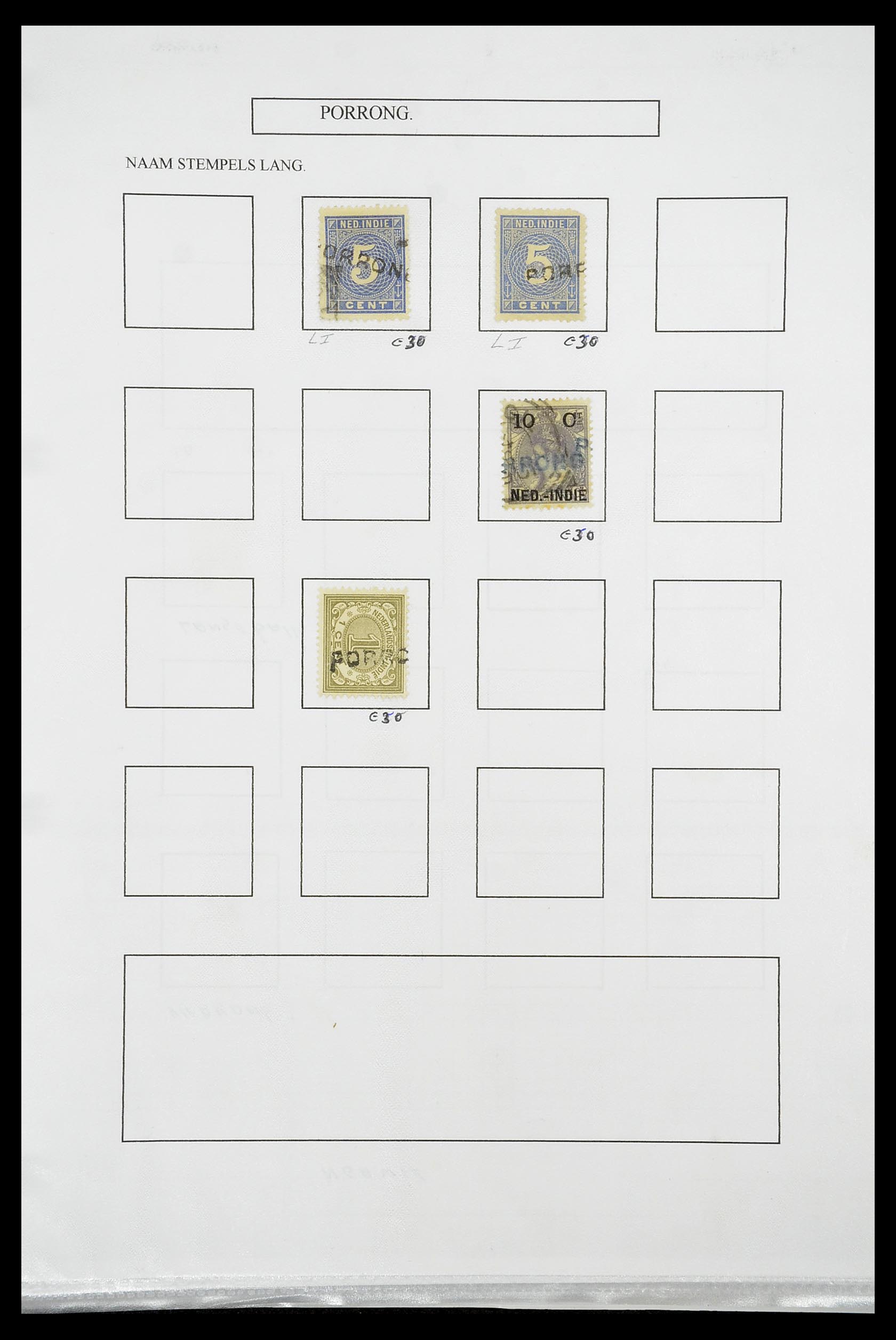 34663 090 - Postzegelverzameling 34663 Nederlands Indië naamstempels.