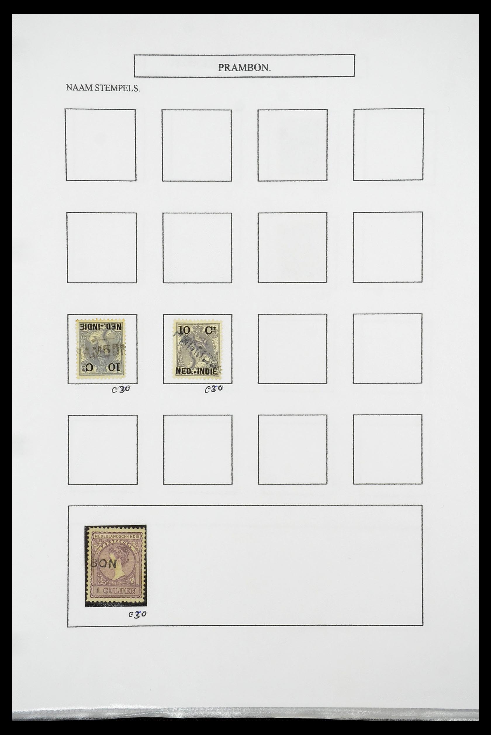 34663 091 - Postzegelverzameling 34663 Nederlands Indië naamstempels.