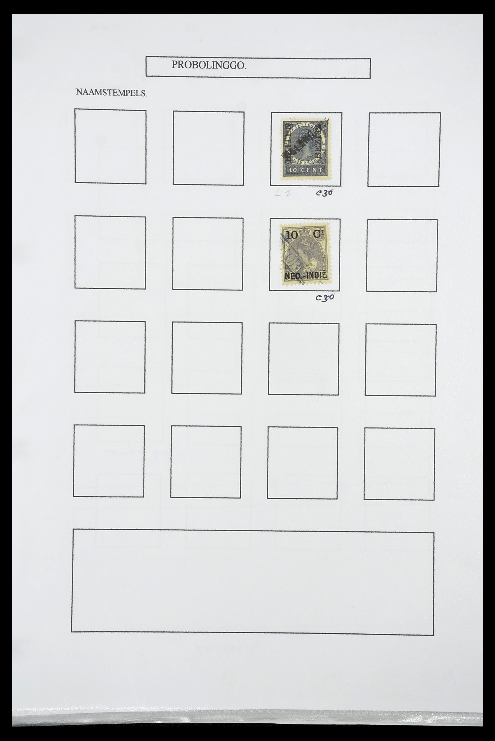 34663 092 - Postzegelverzameling 34663 Nederlands Indië naamstempels.