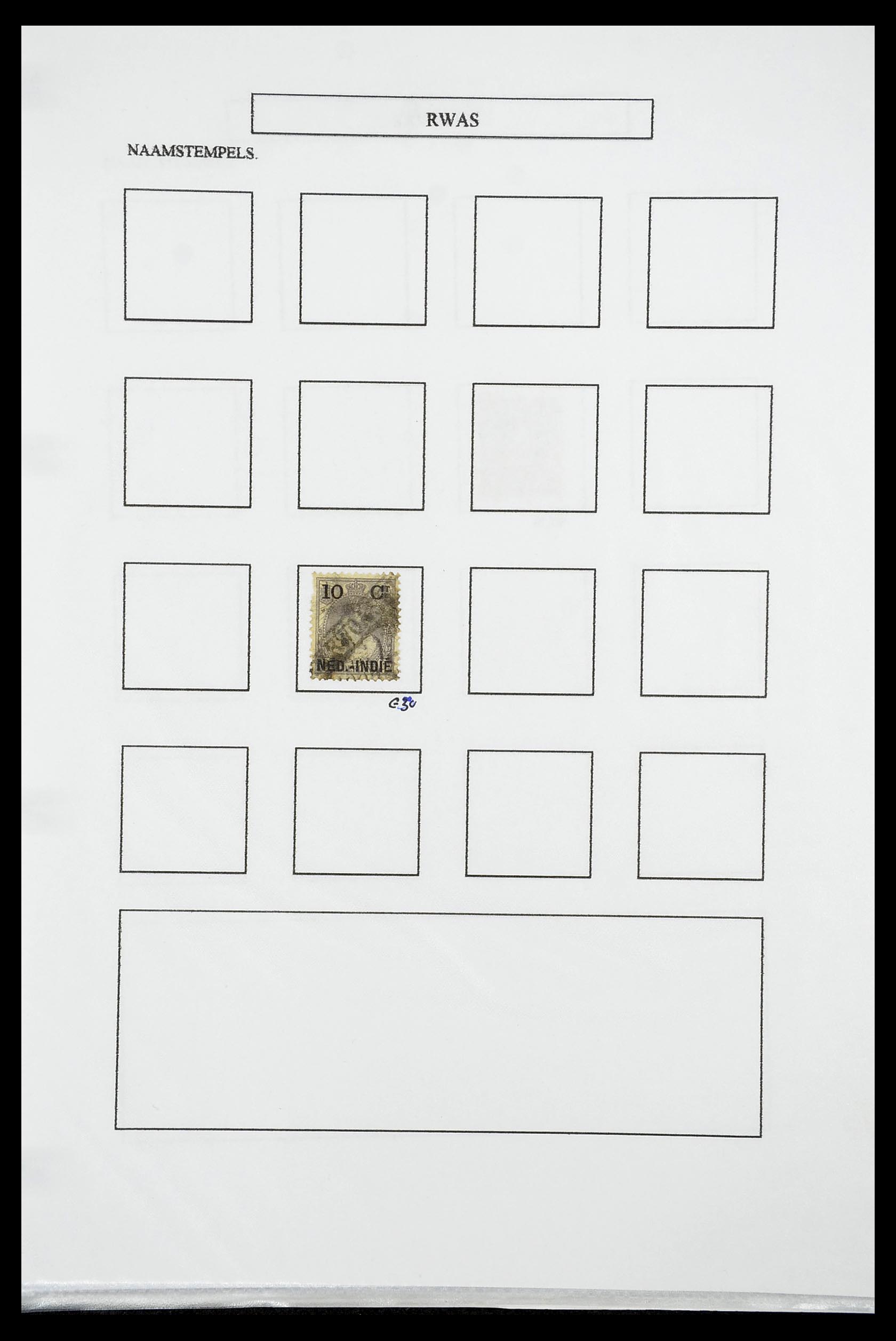 34663 098 - Postzegelverzameling 34663 Nederlands Indië naamstempels.