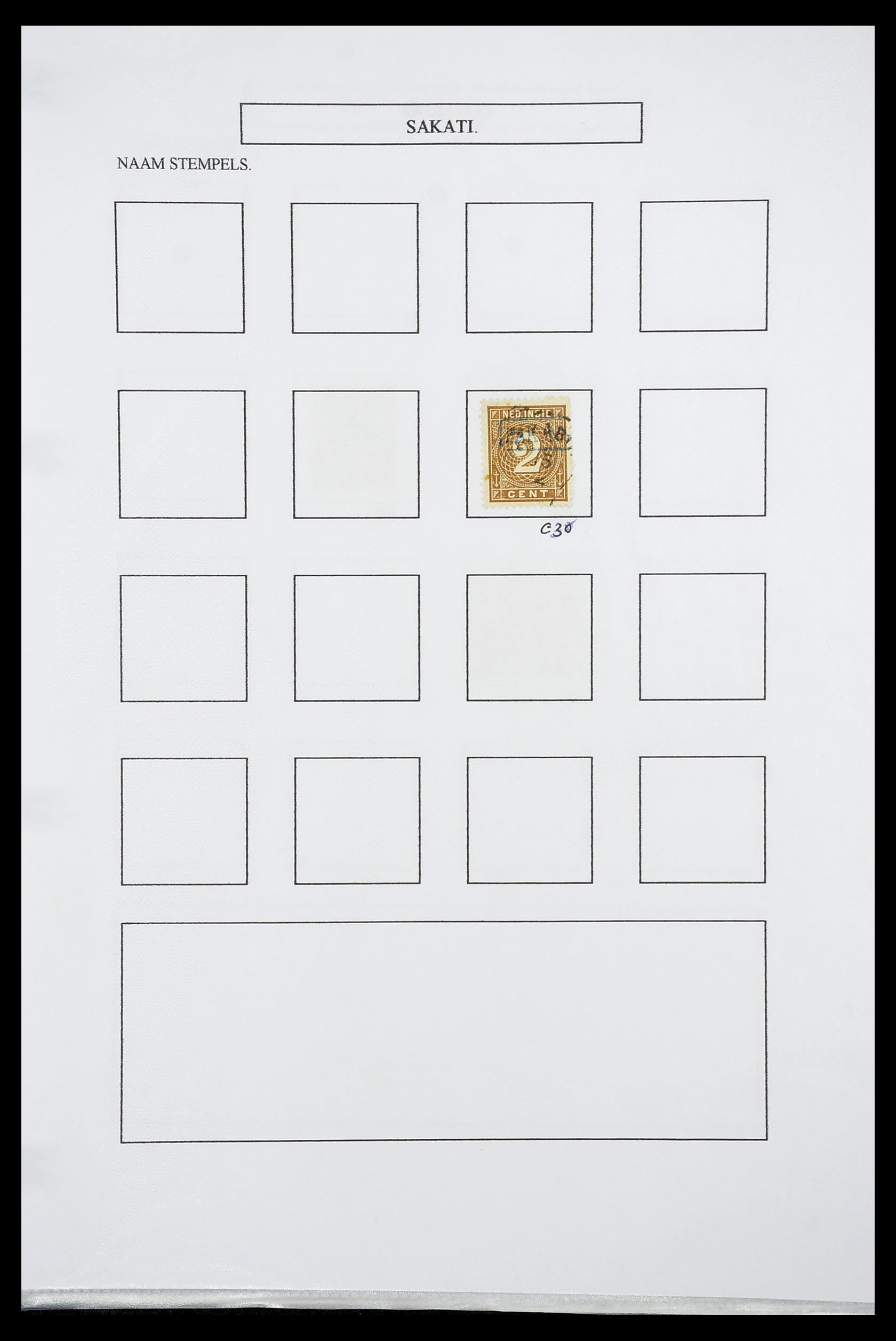 34663 099 - Postzegelverzameling 34663 Nederlands Indië naamstempels.