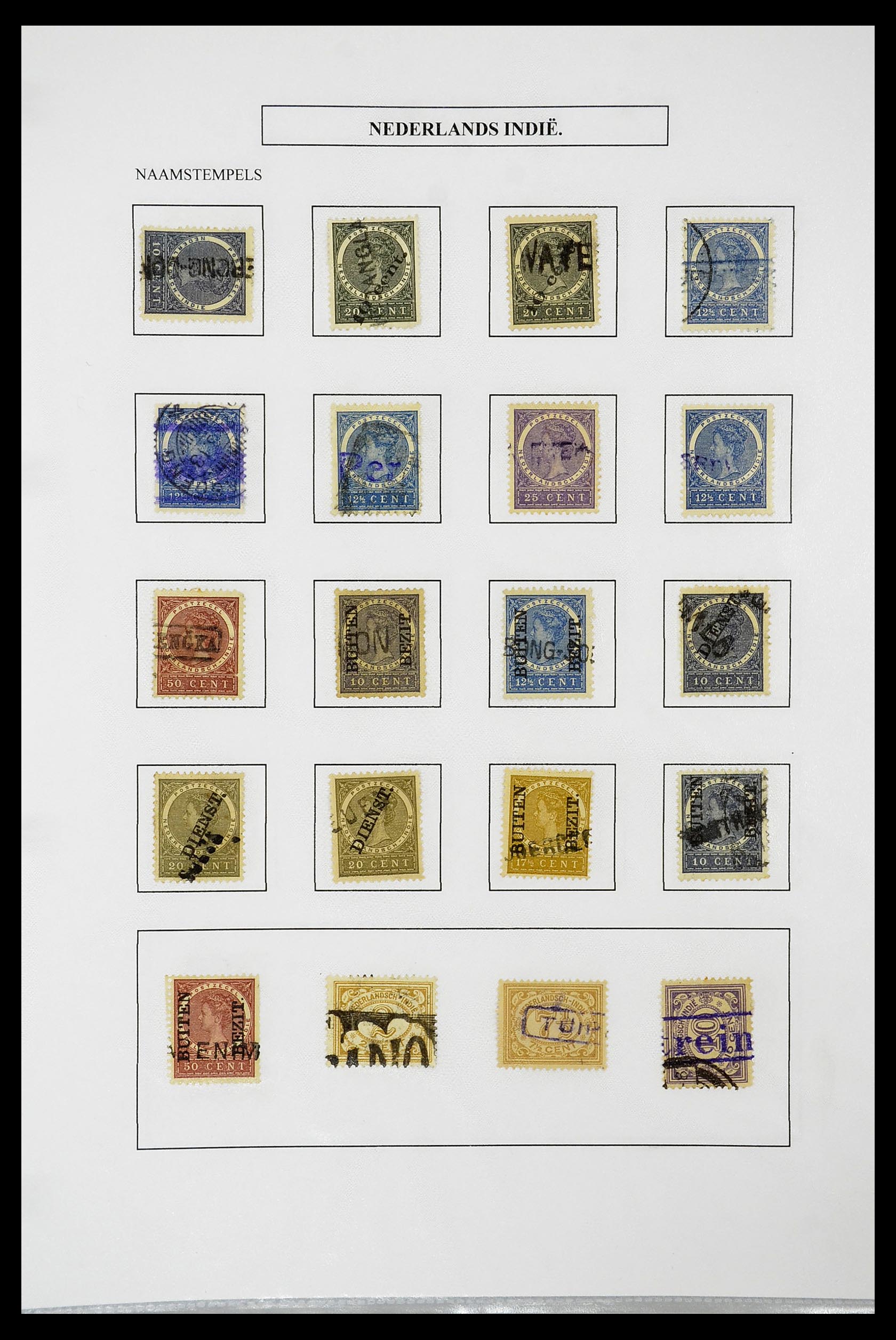 34663 151 - Postzegelverzameling 34663 Nederlands Indië naamstempels.