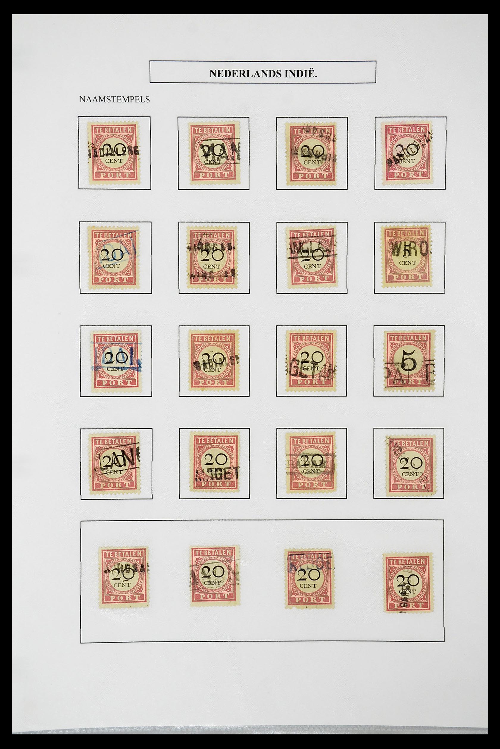 34663 153 - Postzegelverzameling 34663 Nederlands Indië naamstempels.