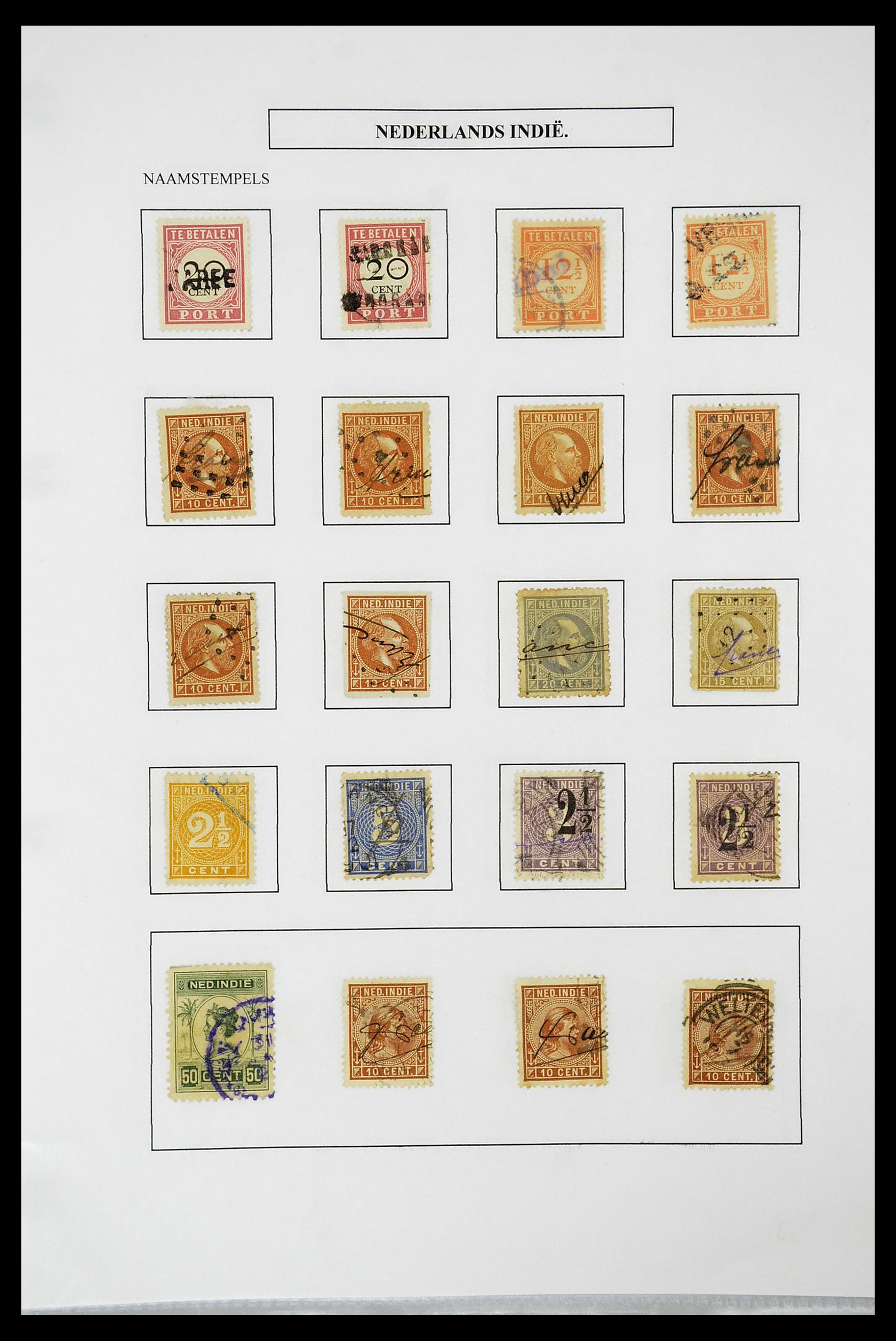 34663 154 - Postzegelverzameling 34663 Nederlands Indië naamstempels.