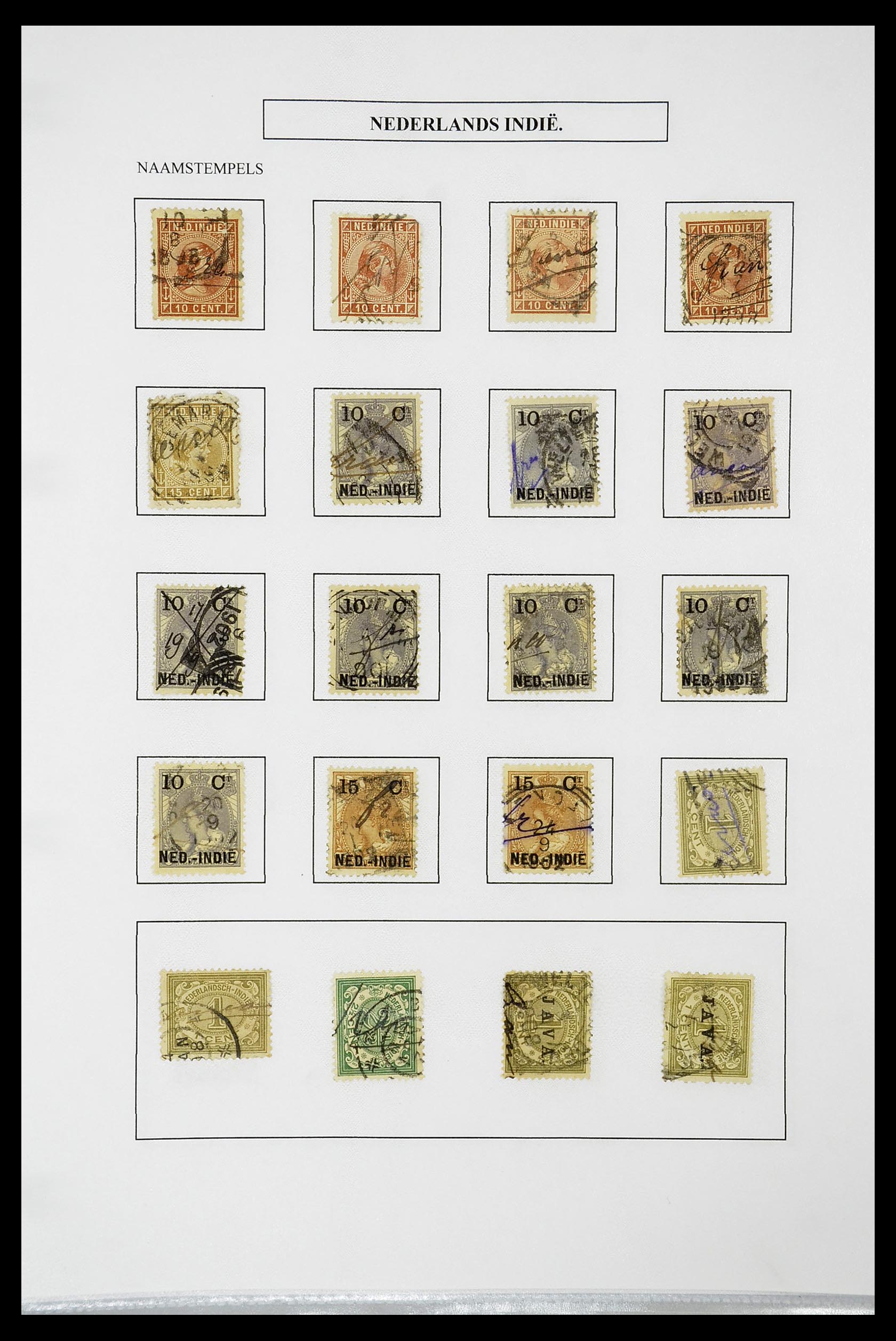 34663 155 - Postzegelverzameling 34663 Nederlands Indië naamstempels.