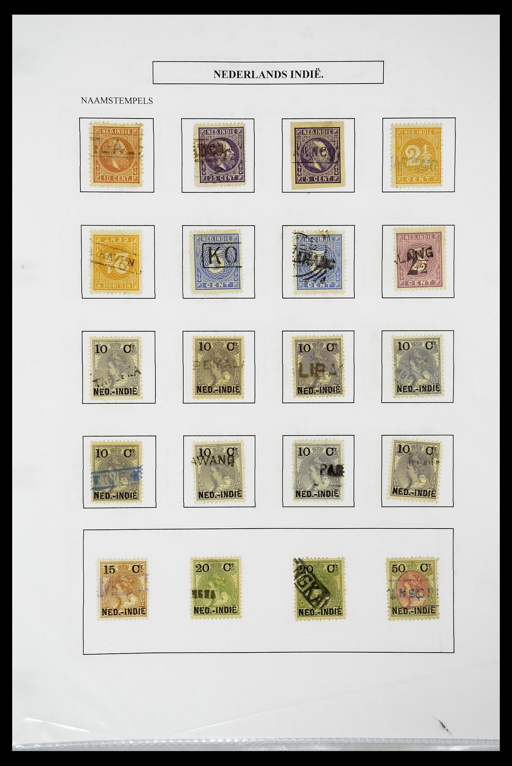 34663 156 - Postzegelverzameling 34663 Nederlands Indië naamstempels.