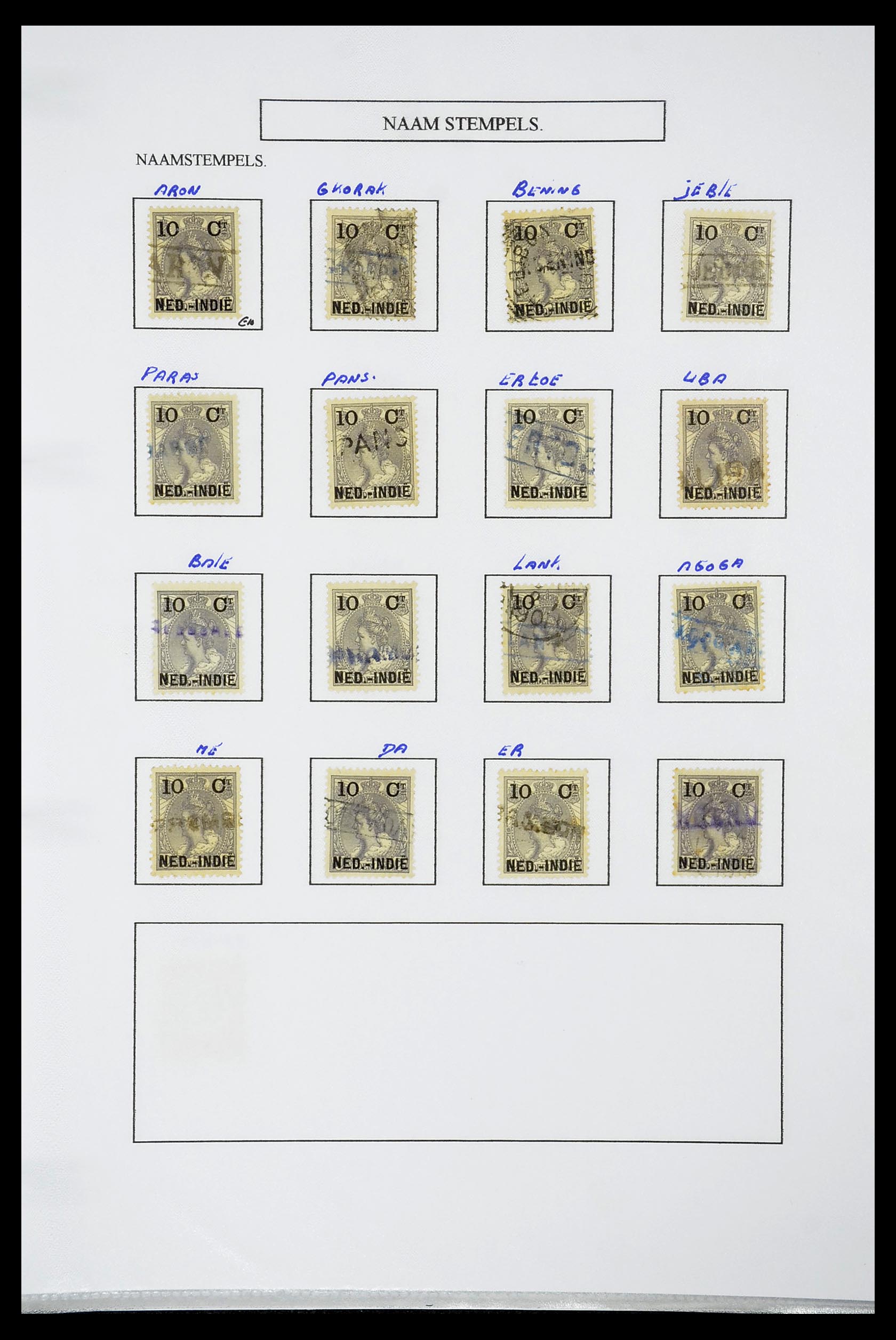 34663 159 - Postzegelverzameling 34663 Nederlands Indië naamstempels.