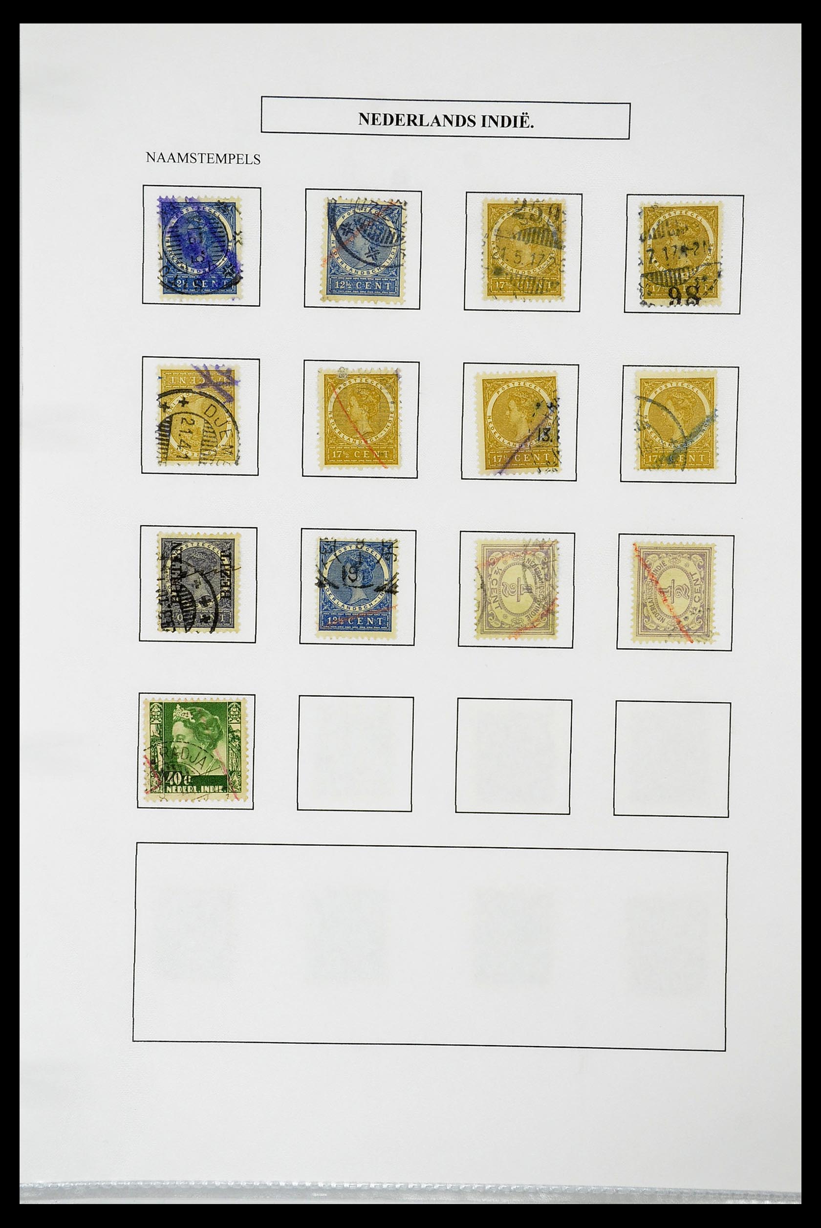 34663 161 - Postzegelverzameling 34663 Nederlands Indië naamstempels.