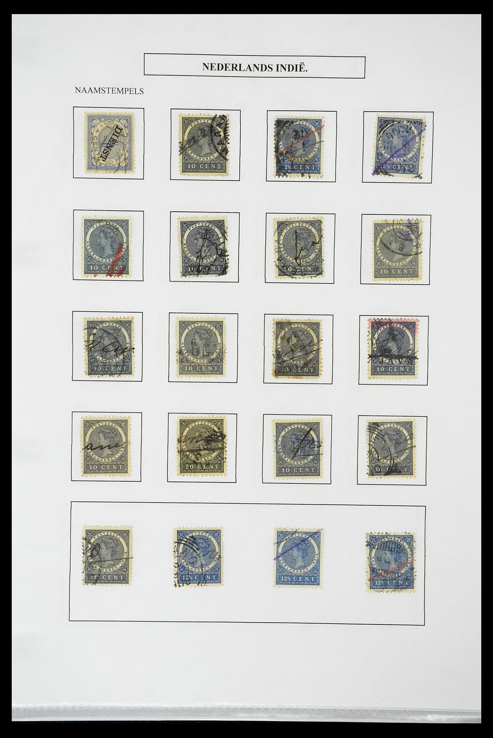 34663 162 - Postzegelverzameling 34663 Nederlands Indië naamstempels.