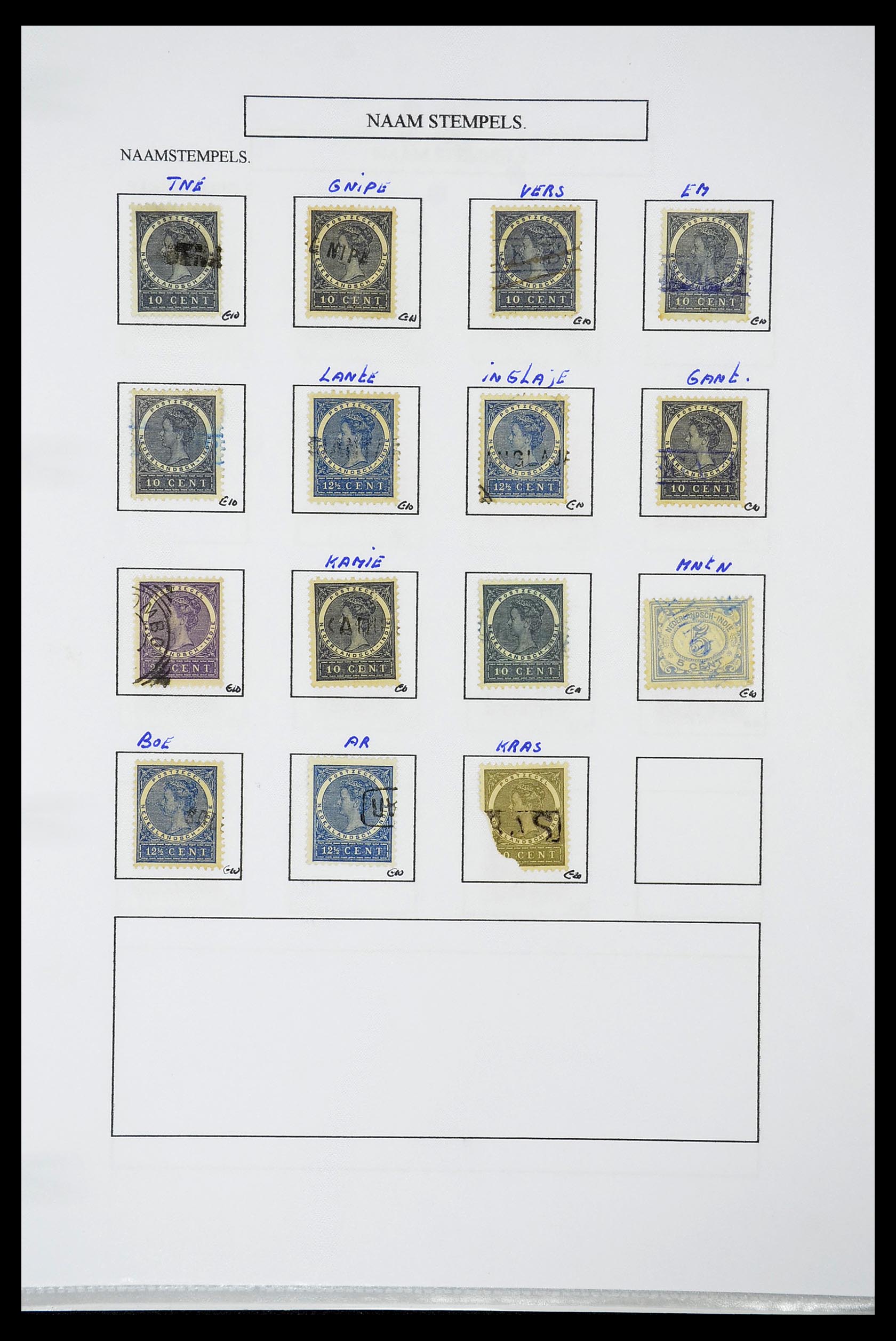34663 163 - Postzegelverzameling 34663 Nederlands Indië naamstempels.