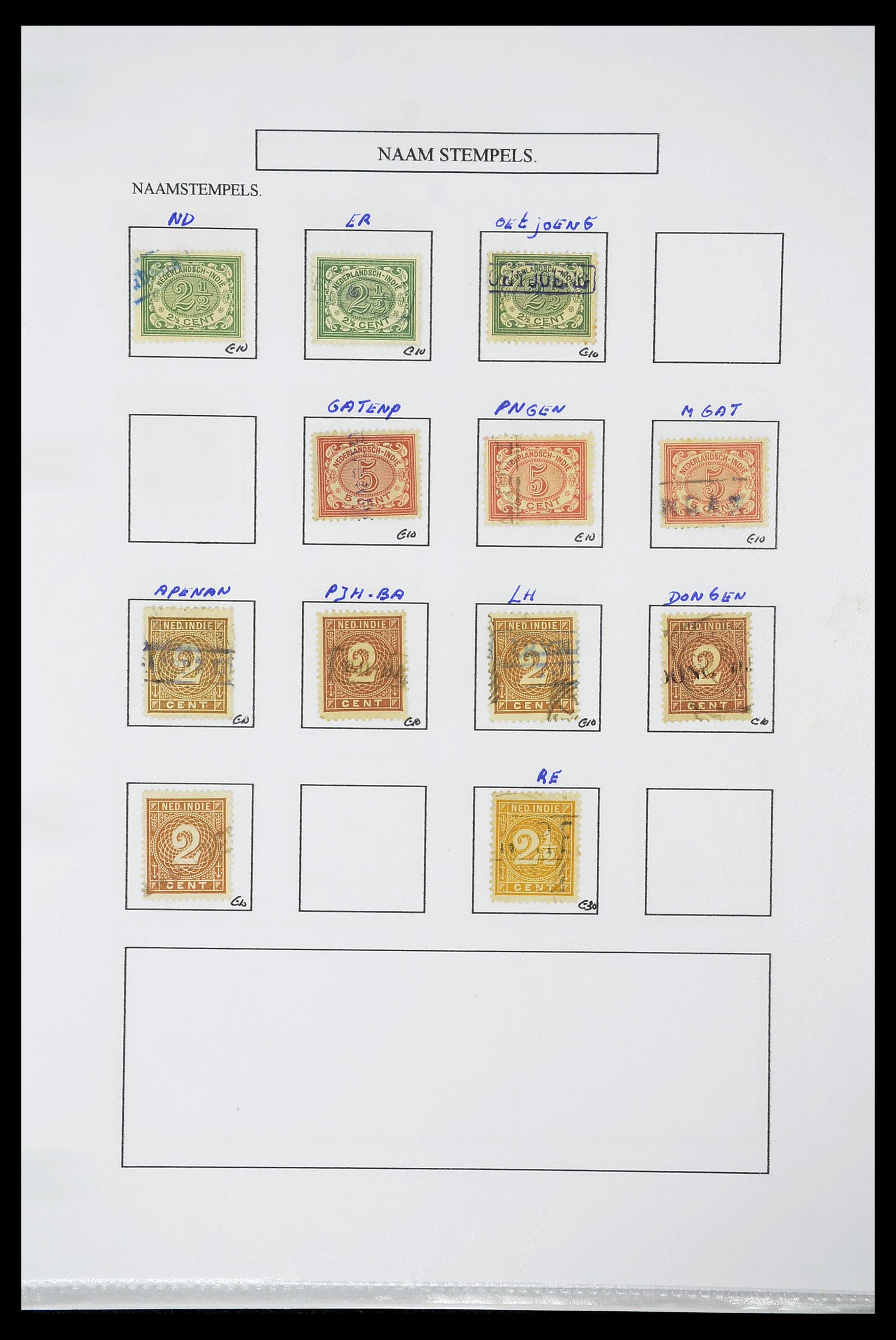 34663 164 - Postzegelverzameling 34663 Nederlands Indië naamstempels.