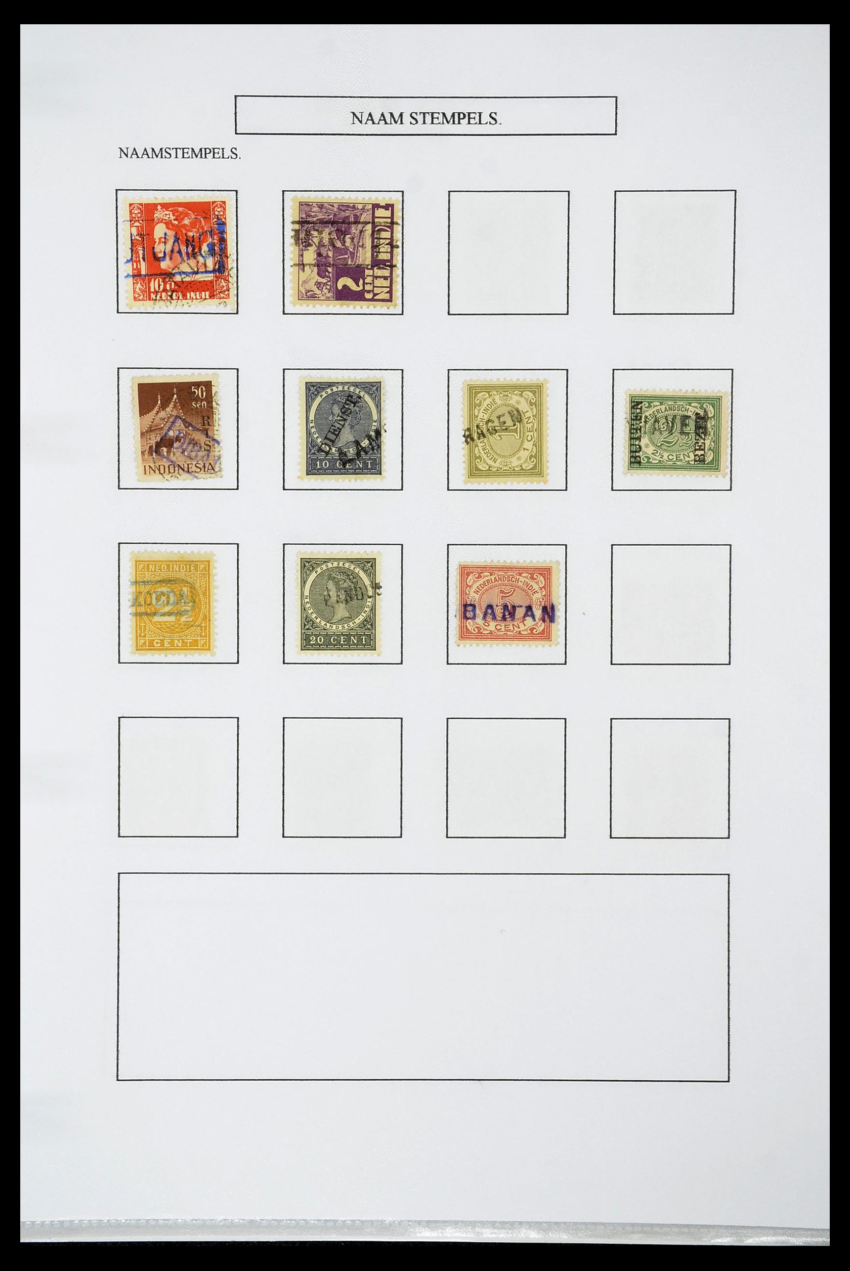 34663 165 - Postzegelverzameling 34663 Nederlands Indië naamstempels.