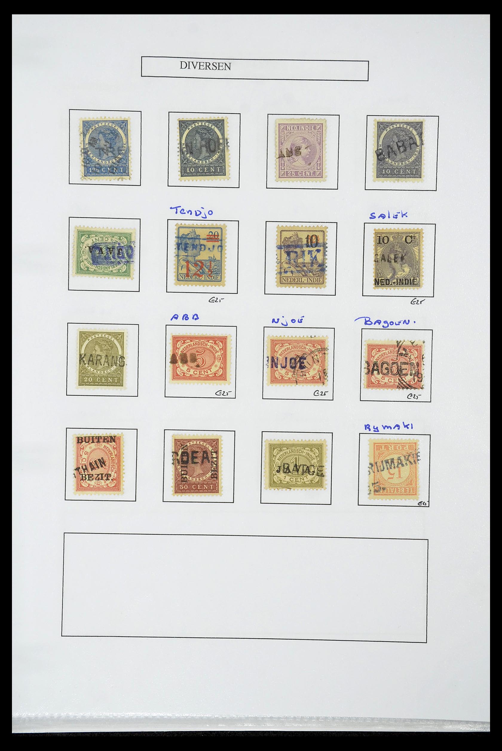 34663 166 - Postzegelverzameling 34663 Nederlands Indië naamstempels.