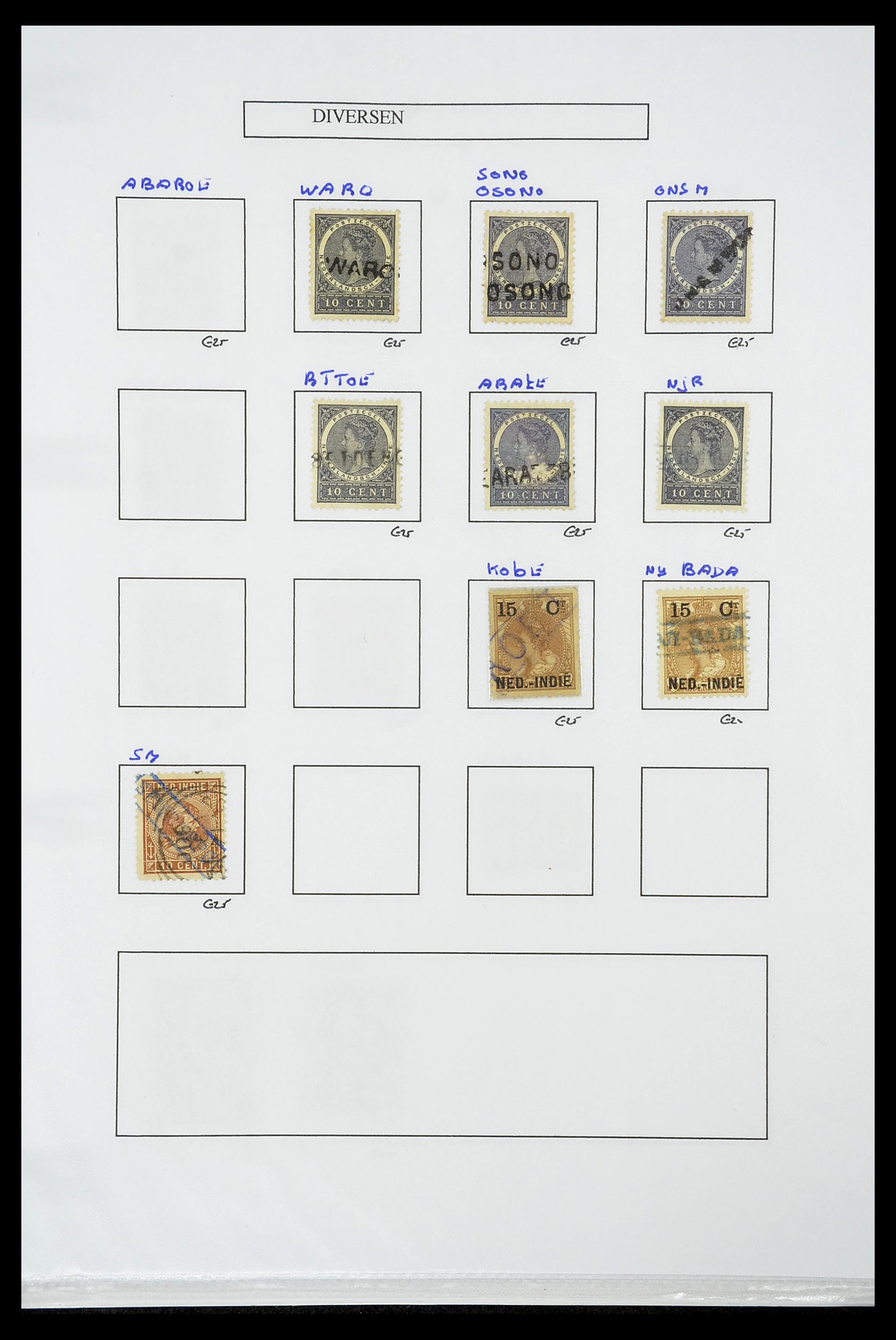 34663 168 - Postzegelverzameling 34663 Nederlands Indië naamstempels.