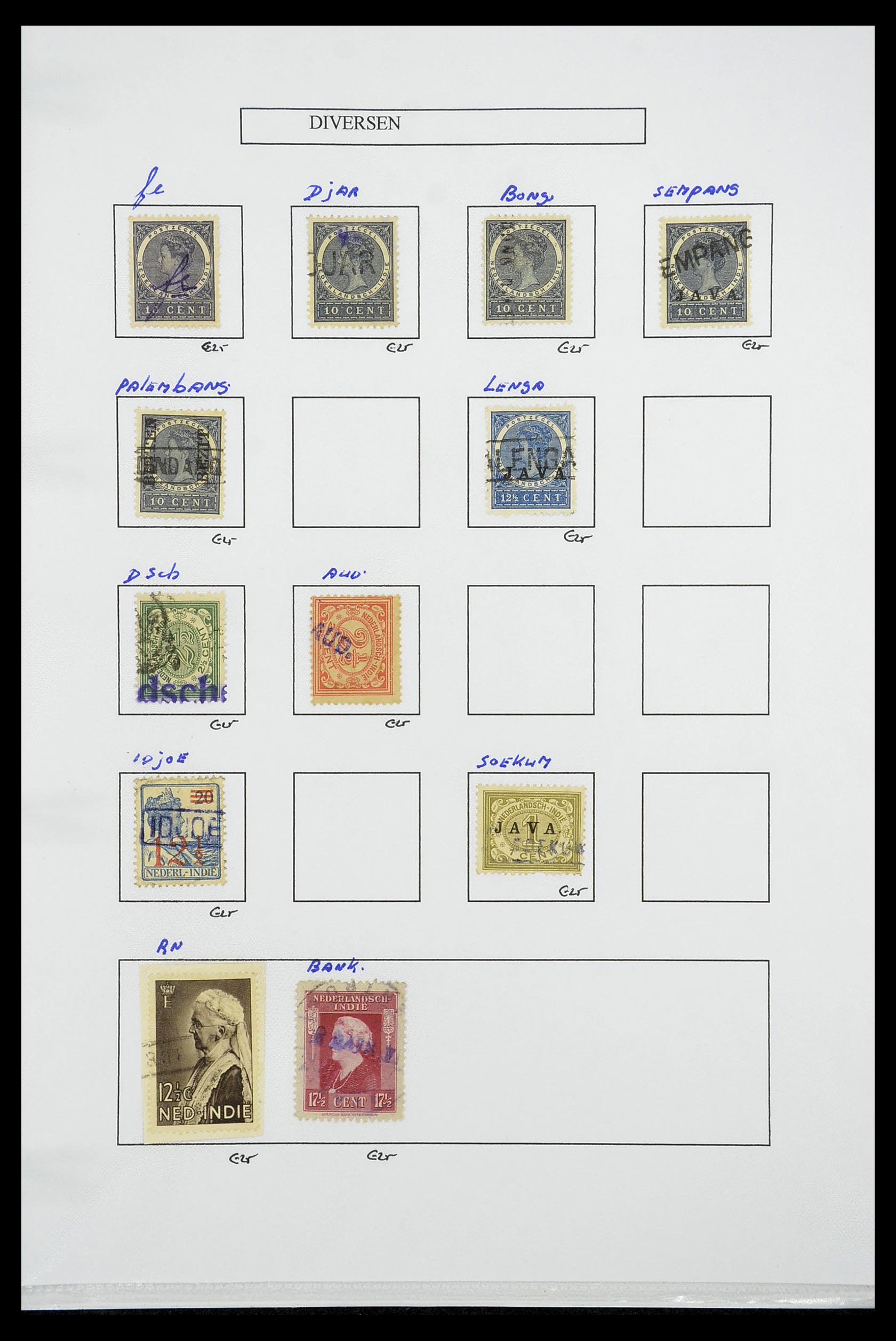 34663 169 - Postzegelverzameling 34663 Nederlands Indië naamstempels.