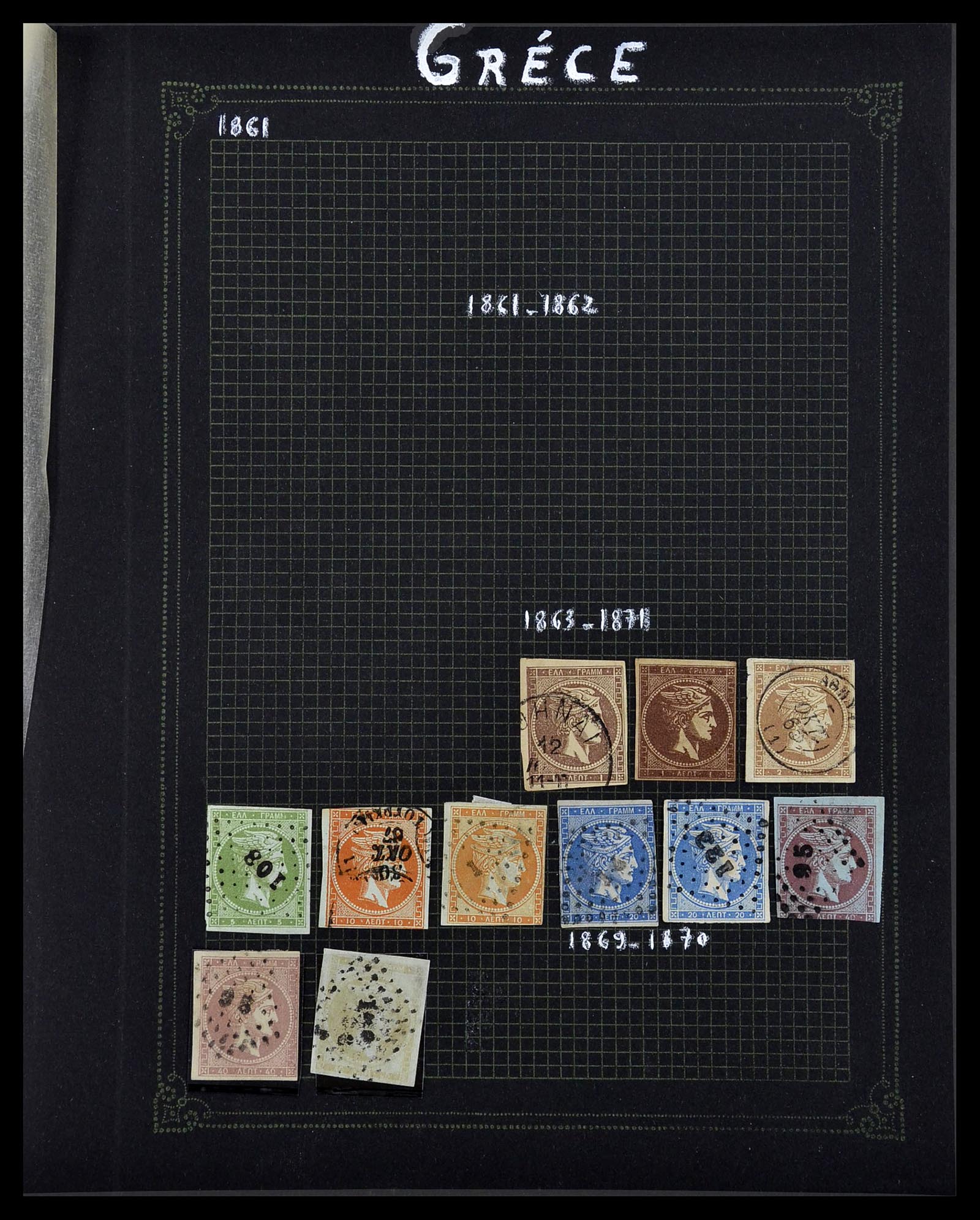 34665 052 - Postzegelverzameling 34665 Griekenland Hermeskoppen 1861-1899.