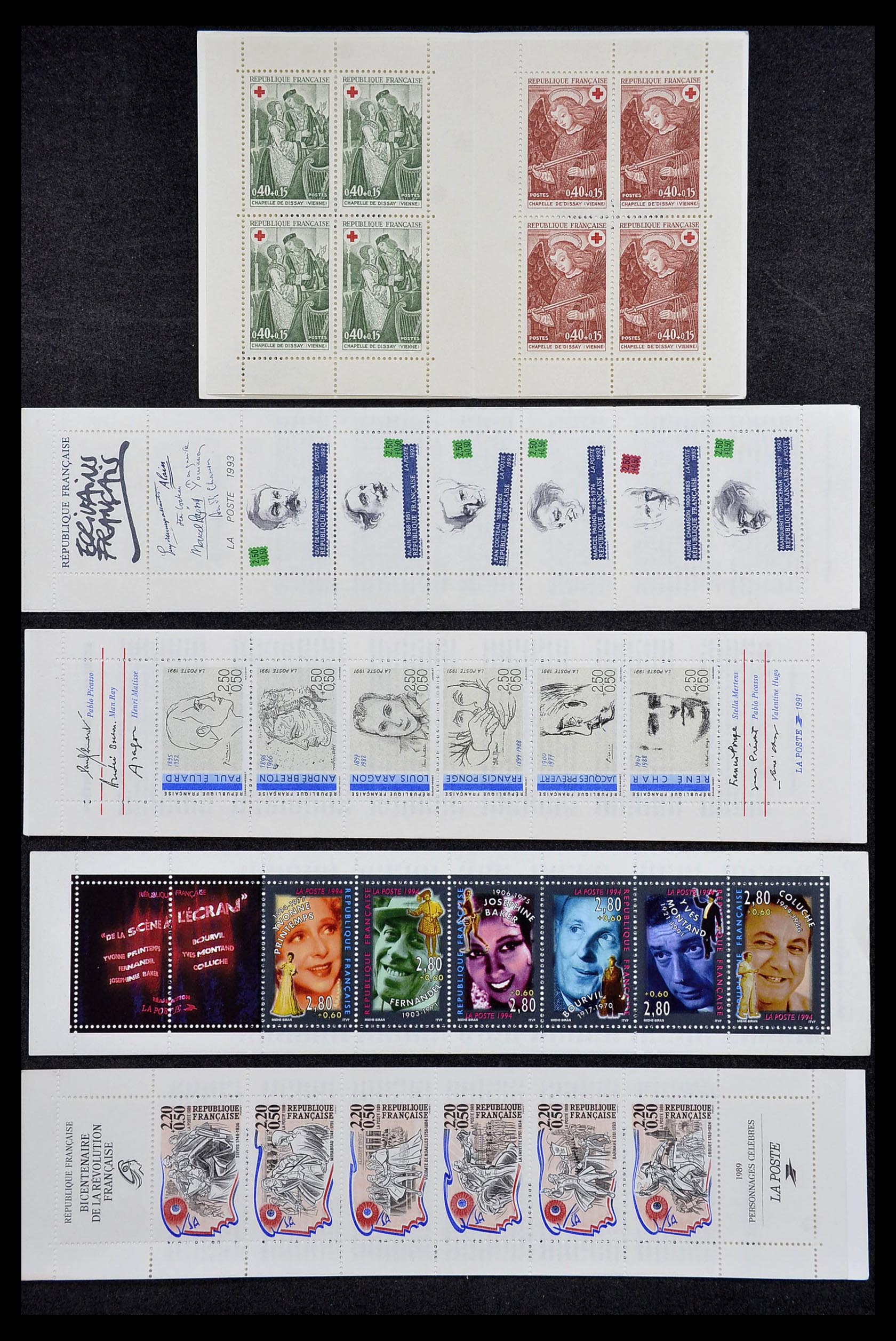 34666 002 - Postzegelverzameling 34666 Frankrijk Rode Kruis postzegelboekjes 1953