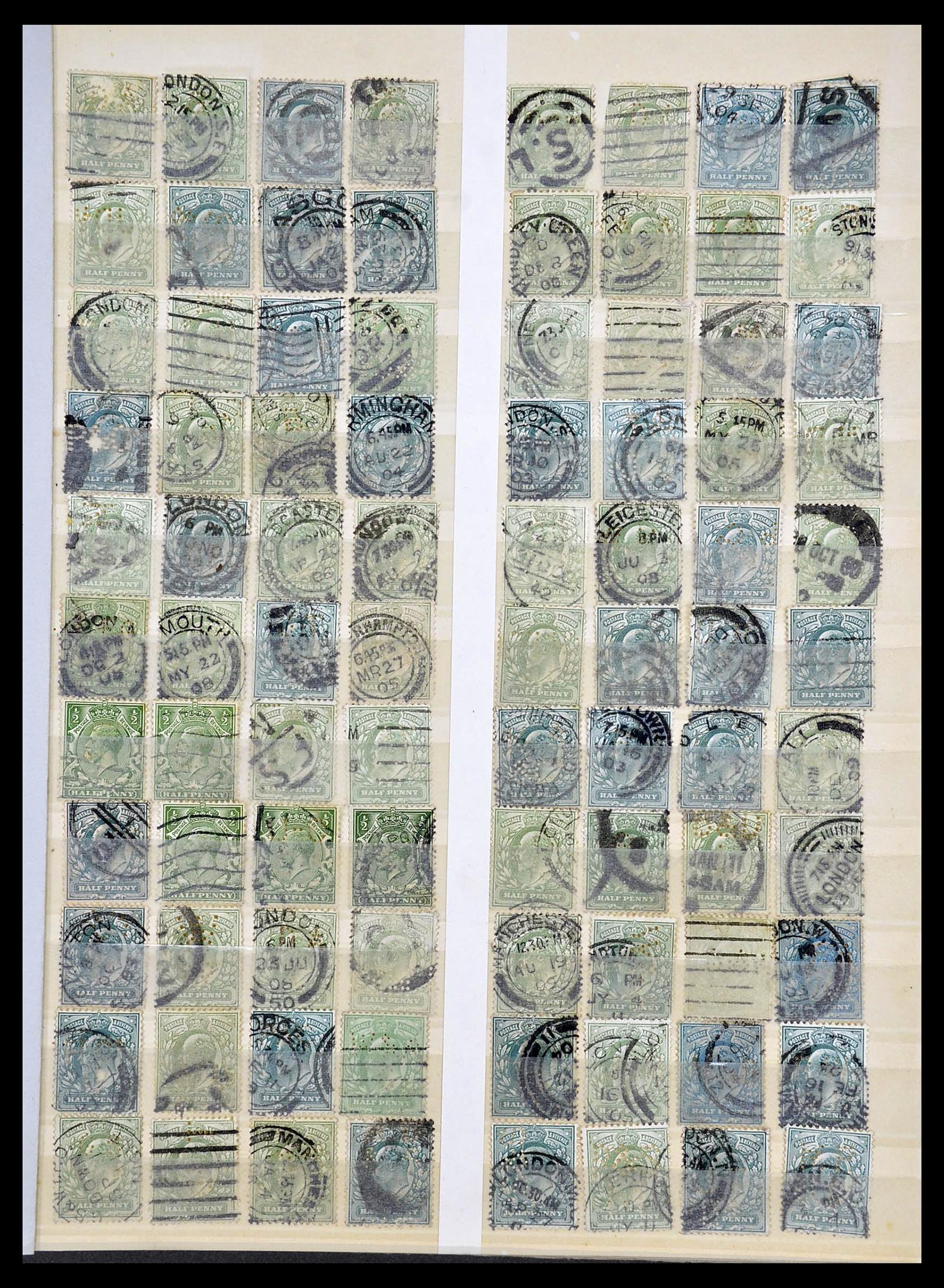 34671 001 - Stamp Collection 34671 Great Britain perfins 1902-1935.