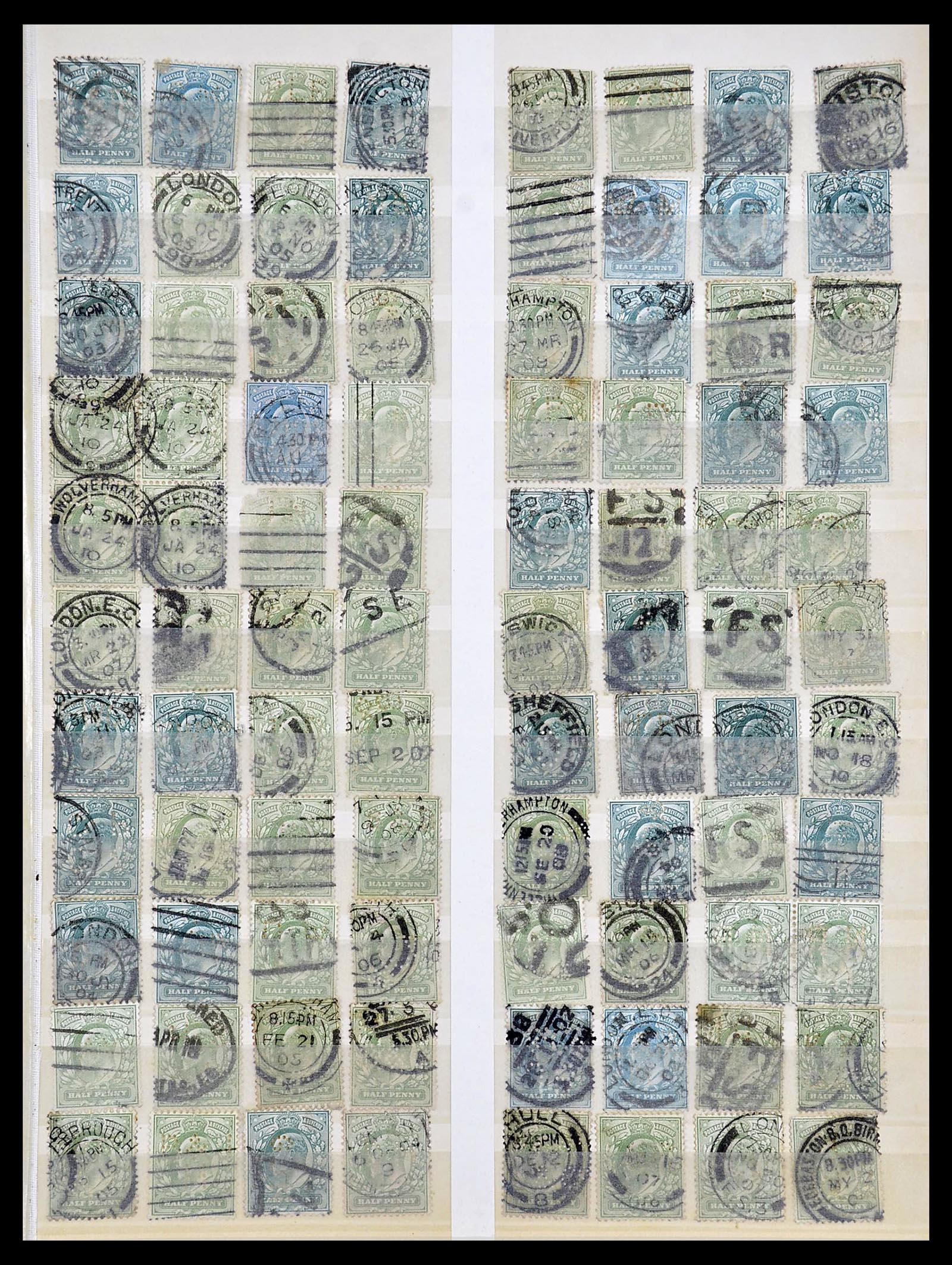 34671 003 - Stamp Collection 34671 Great Britain perfins 1902-1935.