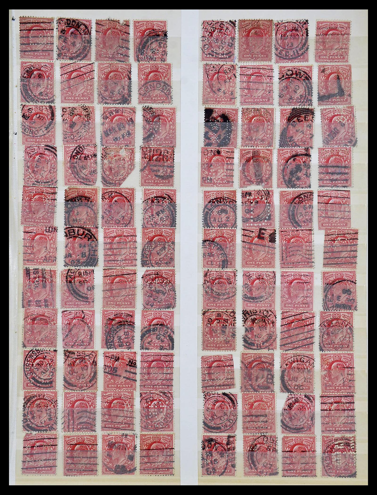 34671 005 - Postzegelverzameling 34671 Engeland perfins 1902-1935.