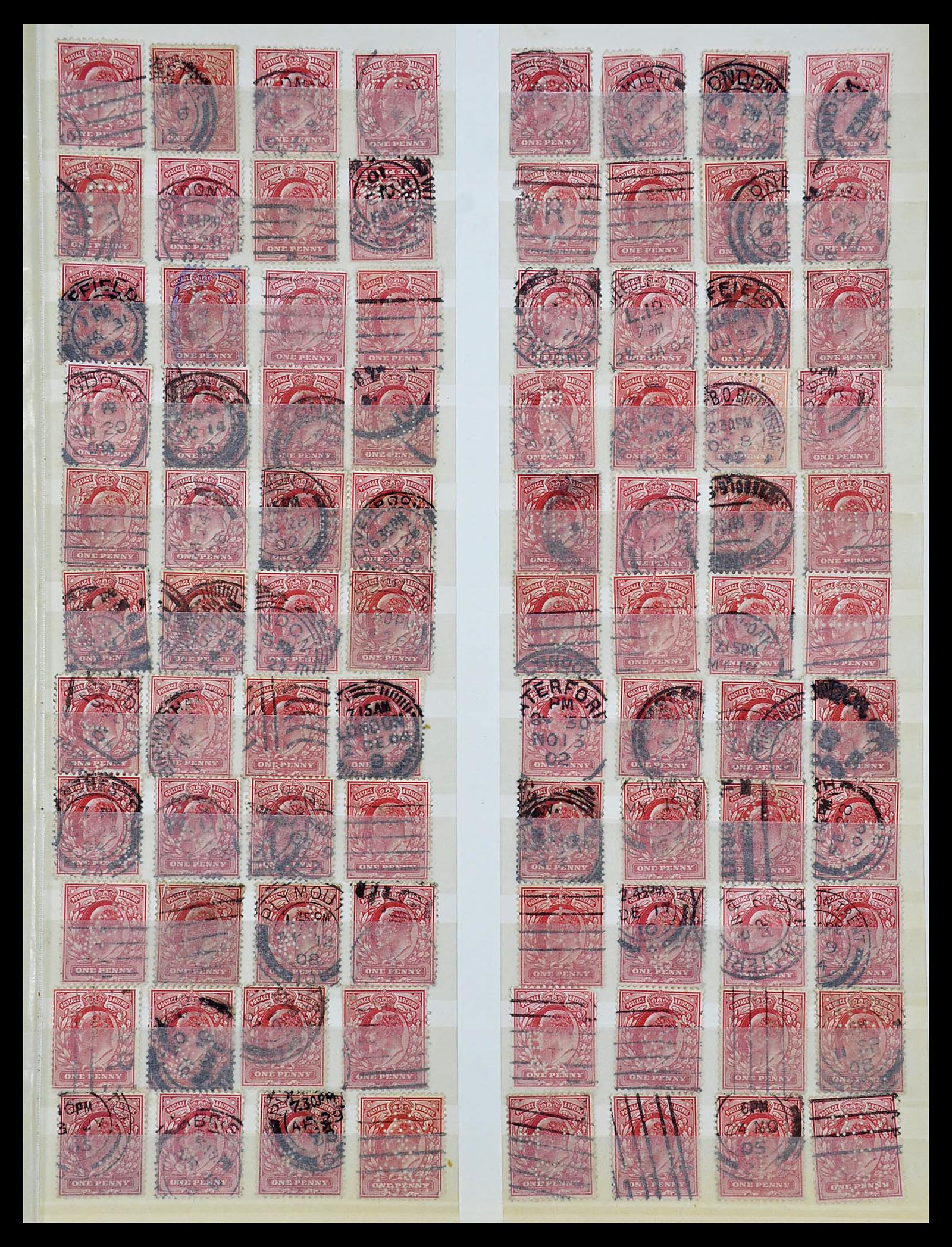 34671 007 - Stamp Collection 34671 Great Britain perfins 1902-1935.