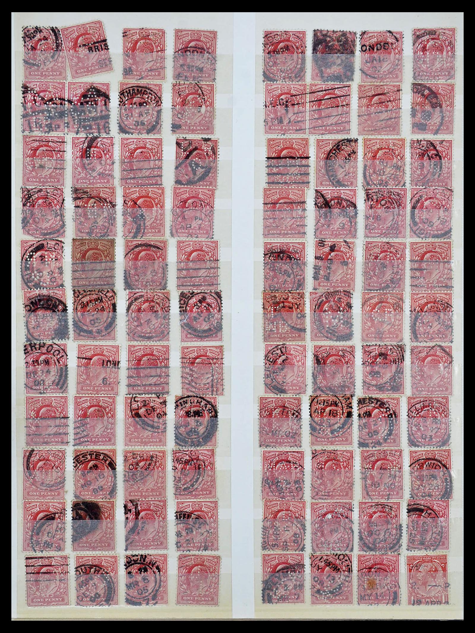 34671 008 - Postzegelverzameling 34671 Engeland perfins 1902-1935.