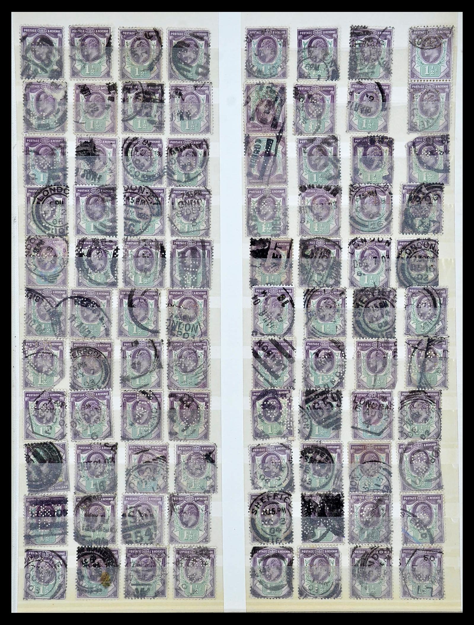 34671 009 - Stamp Collection 34671 Great Britain perfins 1902-1935.